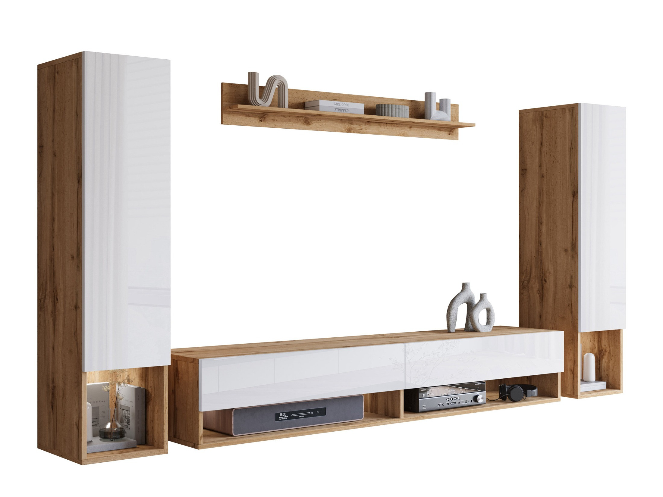 Komplet za dnevno sobo Sarasota 176 (Wotan hrast + Sijaj bela)