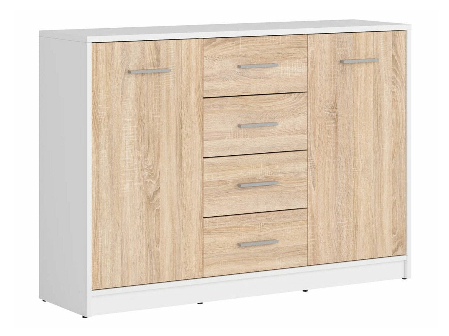Komoda Novsore 118 (Bela + Sonoma hrast)