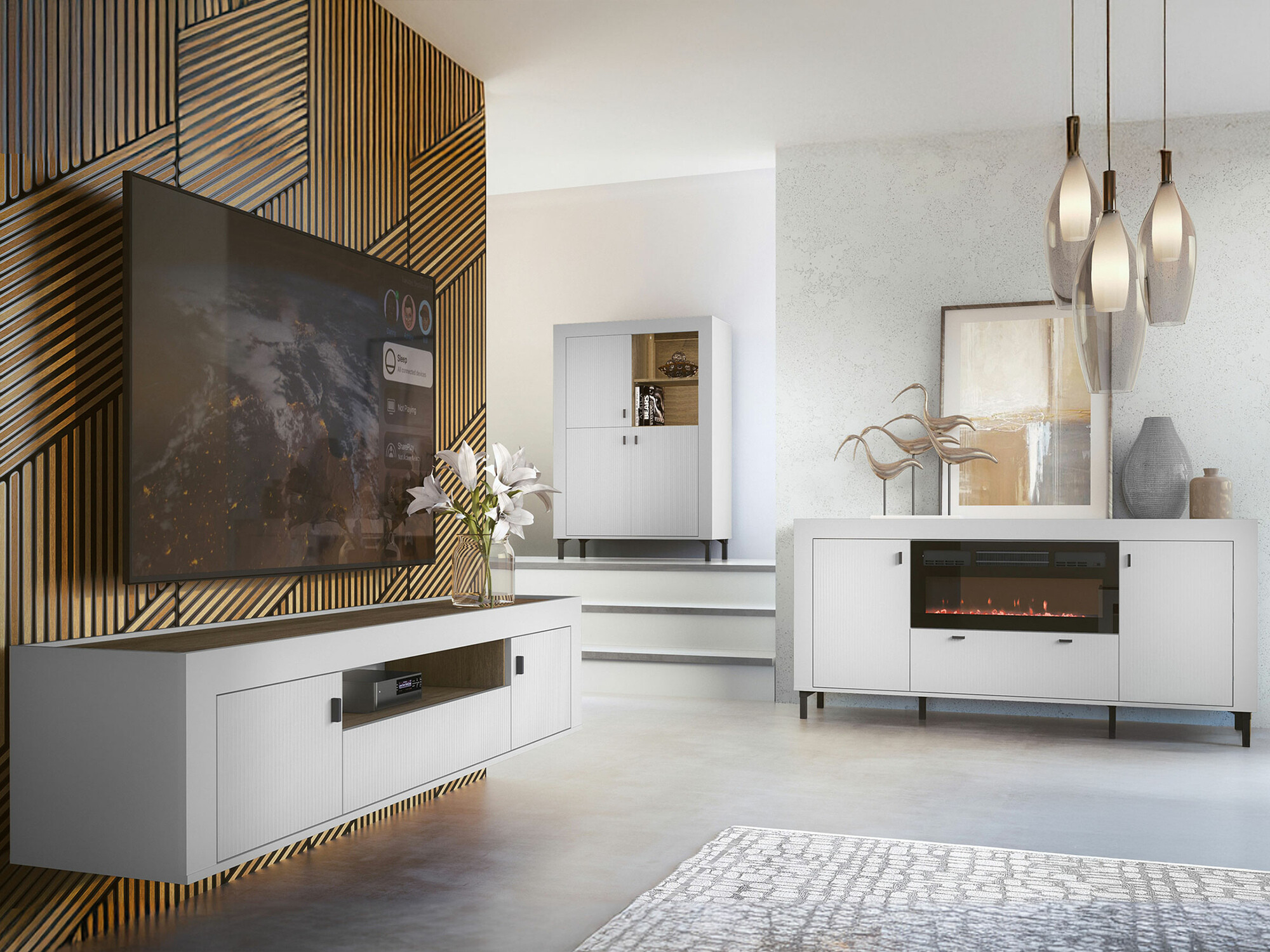 Komplet za dnevno sobo Mormavu 115 (Mat bela)