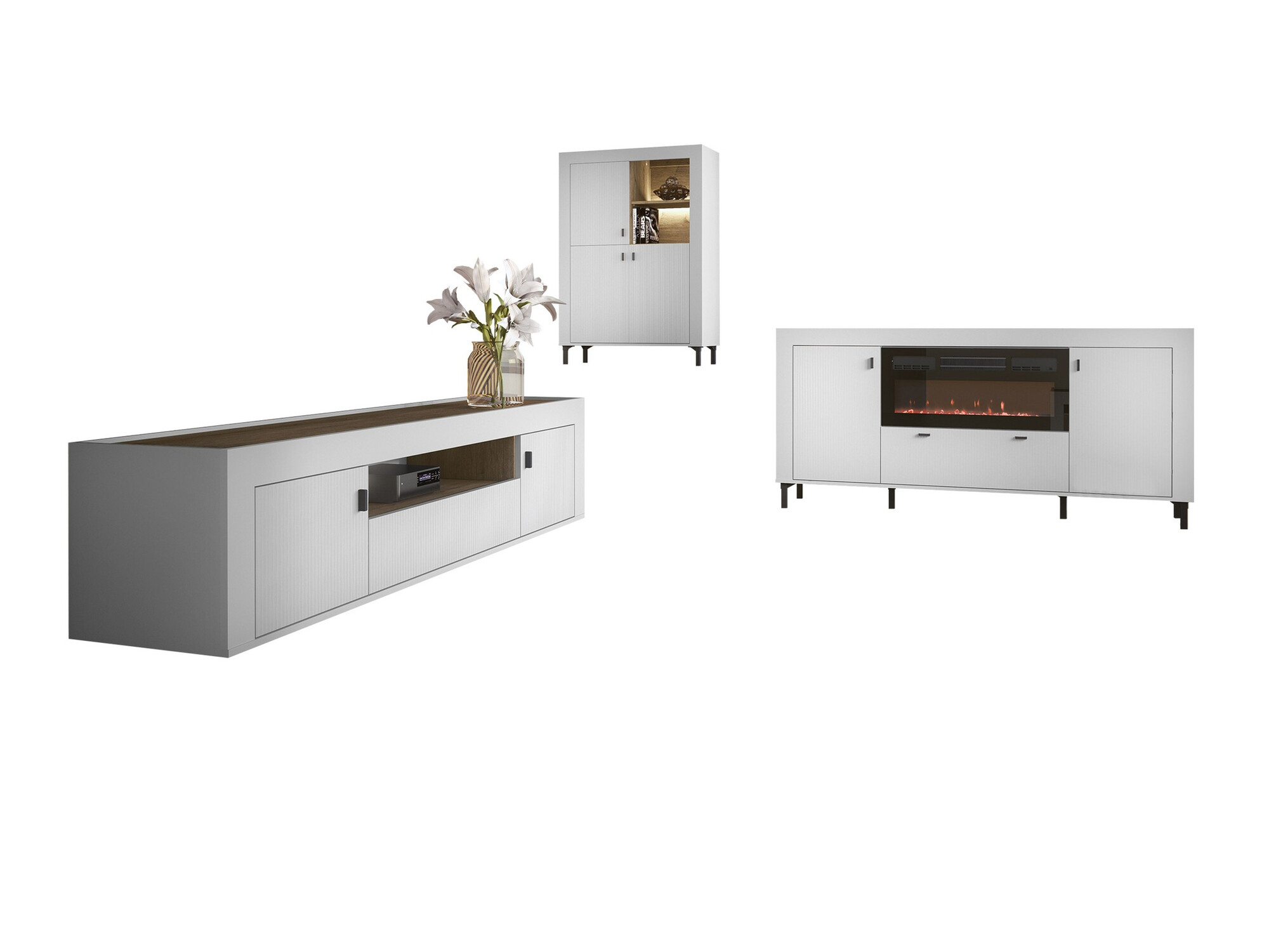 Komplet za dnevno sobo Mormavu 115 (Mat bela)