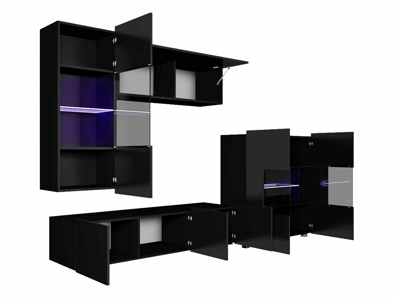 Komplet za dnevno sobo Tivdalu 107 (Črna + Sijaj črna)