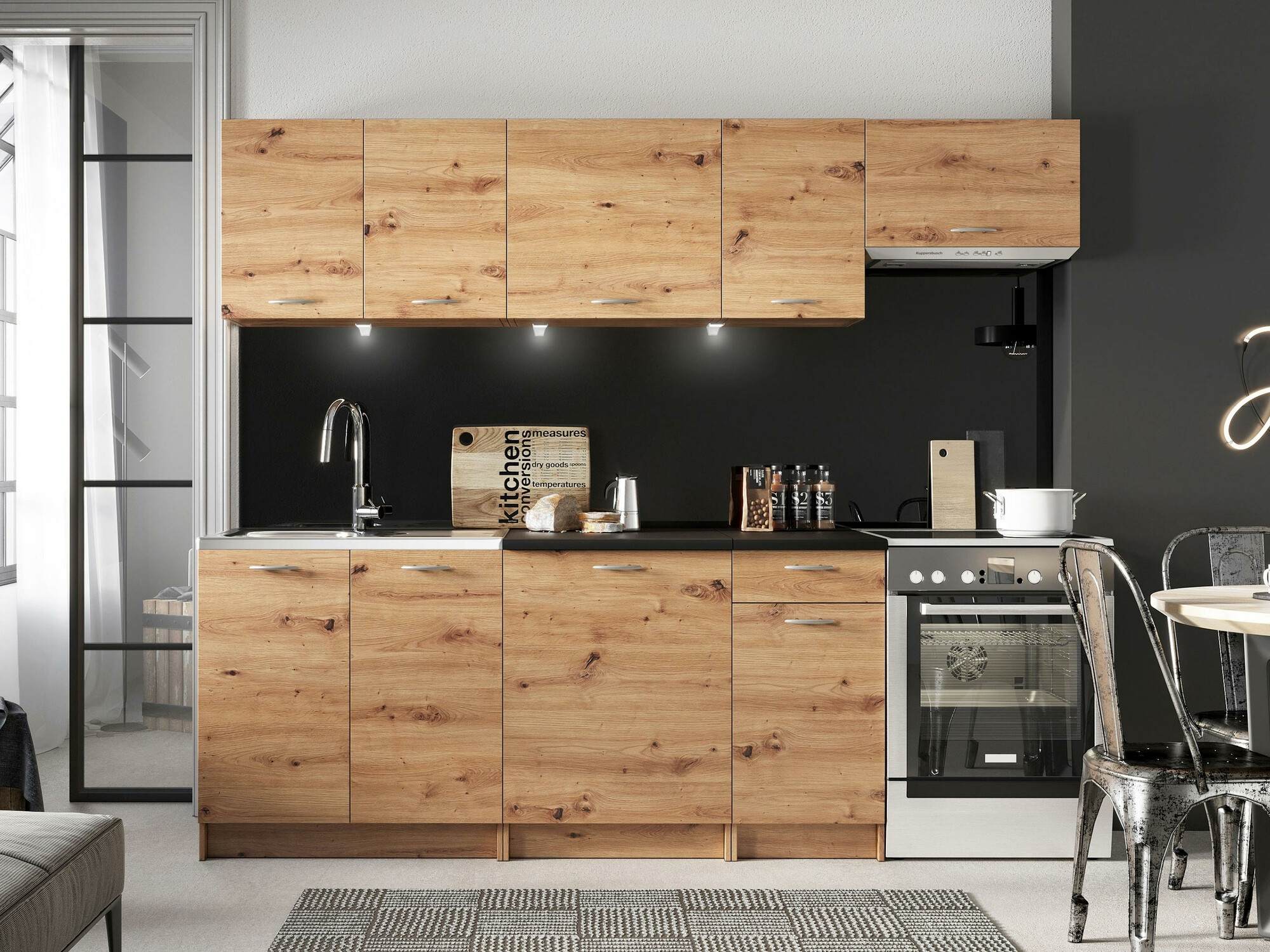 Kuhinjski blok Trenton 105 (Artisan hrast + Črna)