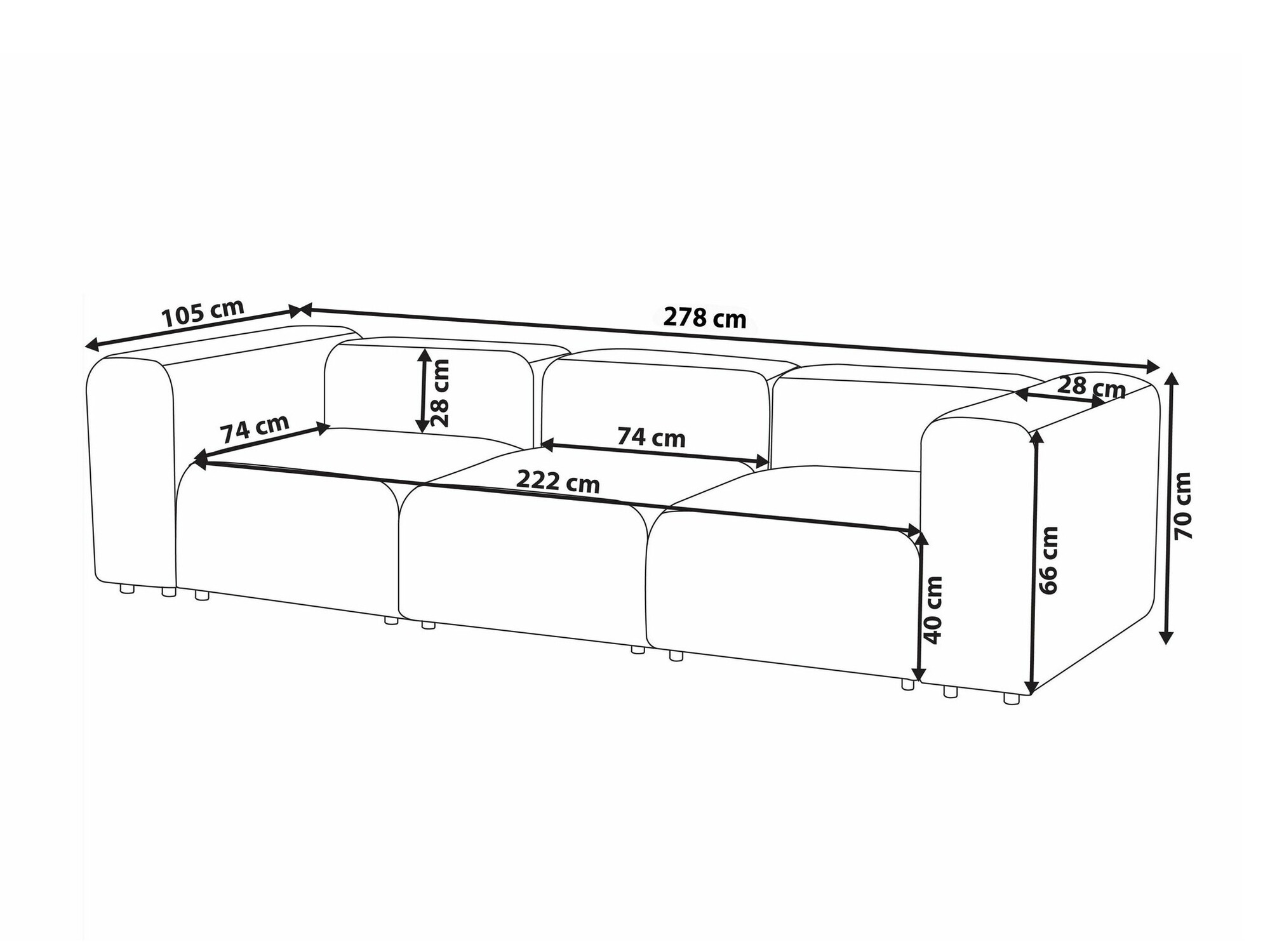 Modularni kavč Balcoro 105 (Krema)
