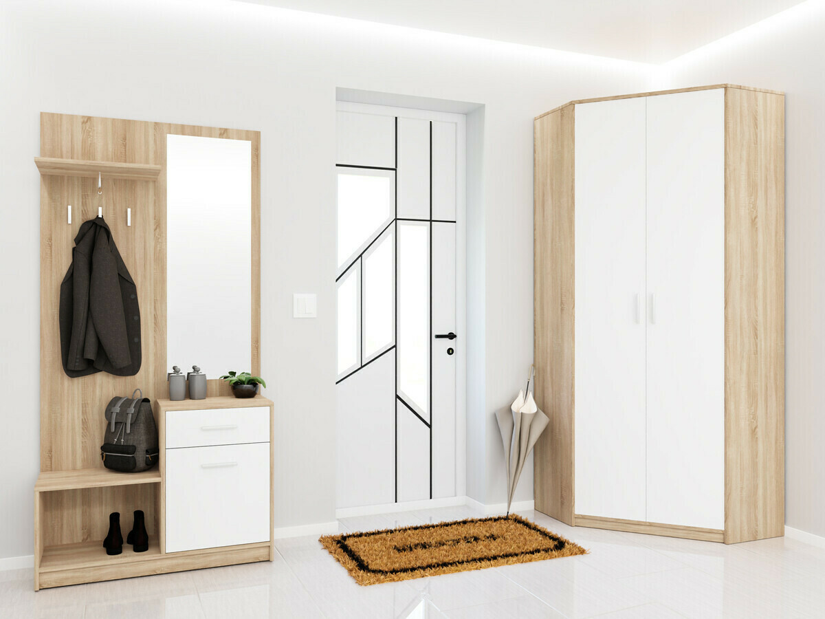 Komplet za predsobo Novsore 145 (Sonoma hrast + Bela)