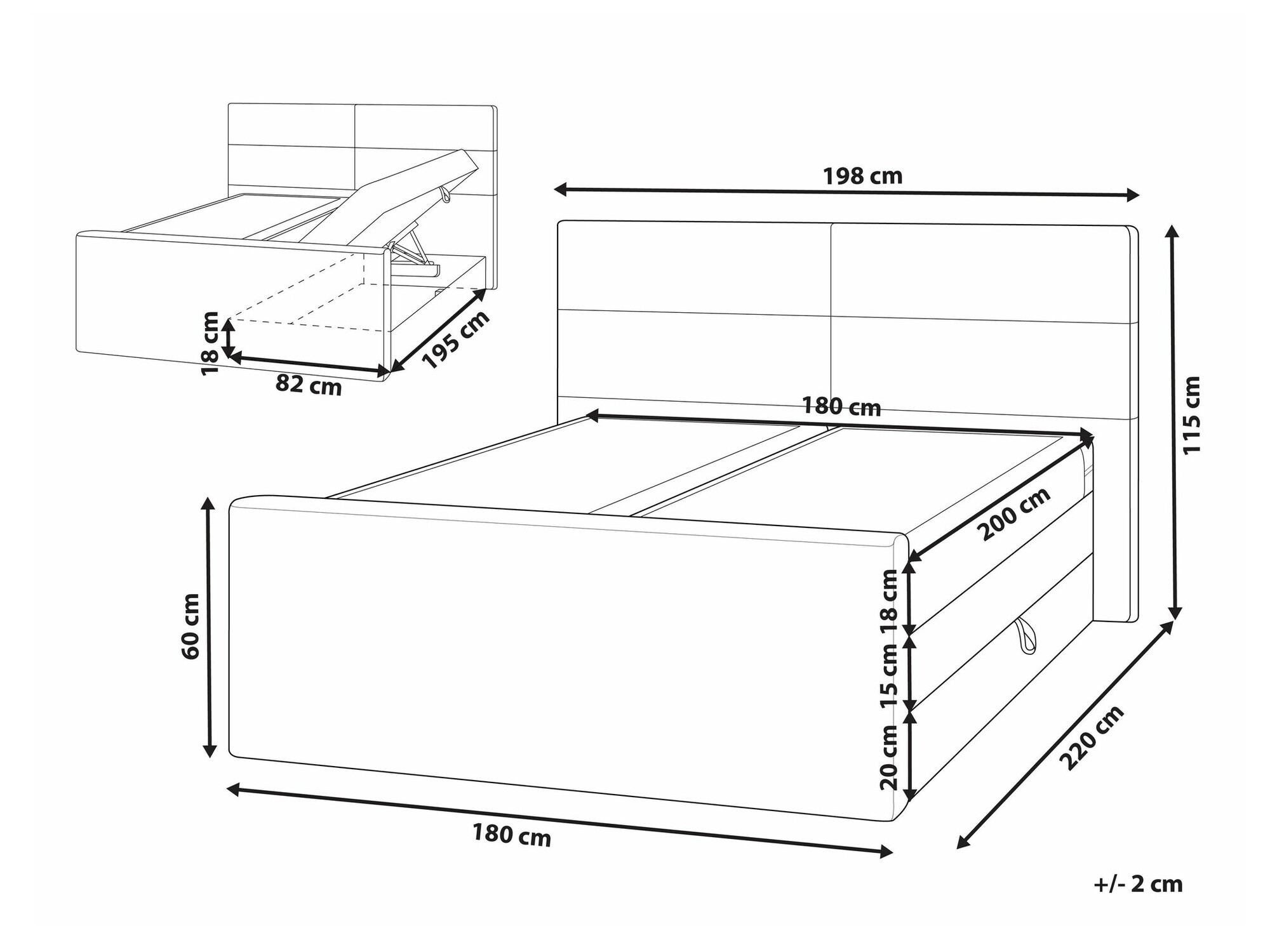 Boxspring postelja Berwyn 2394 (Bež)