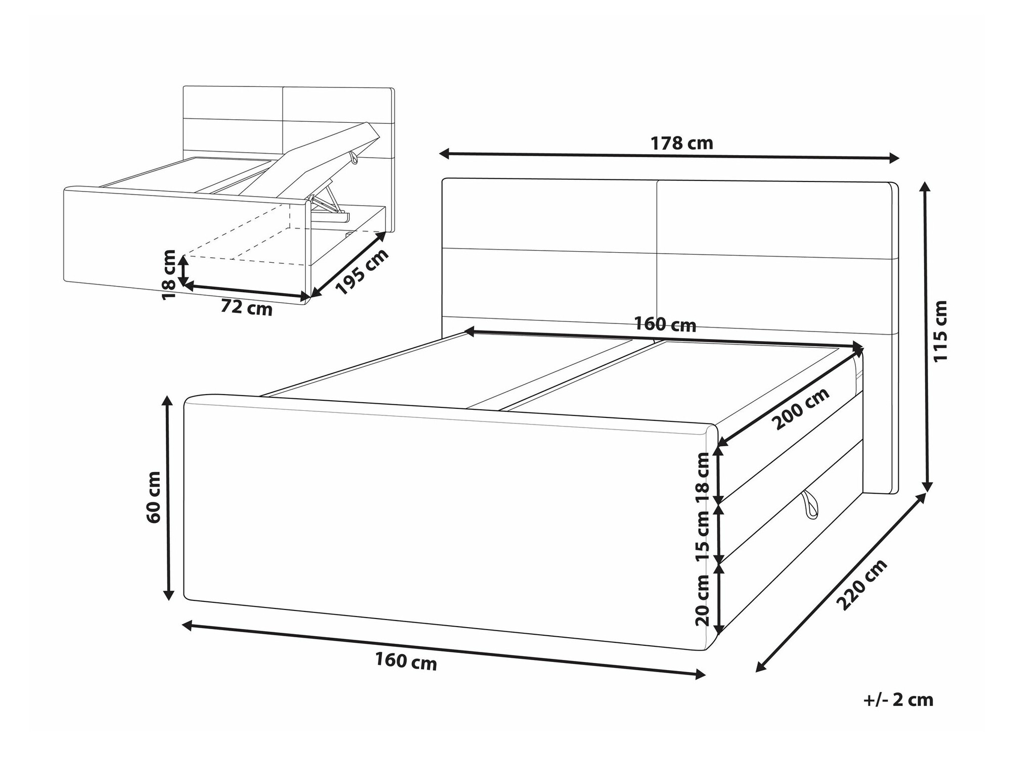 Boxspring postelja Berwyn 2394 (Siva)
