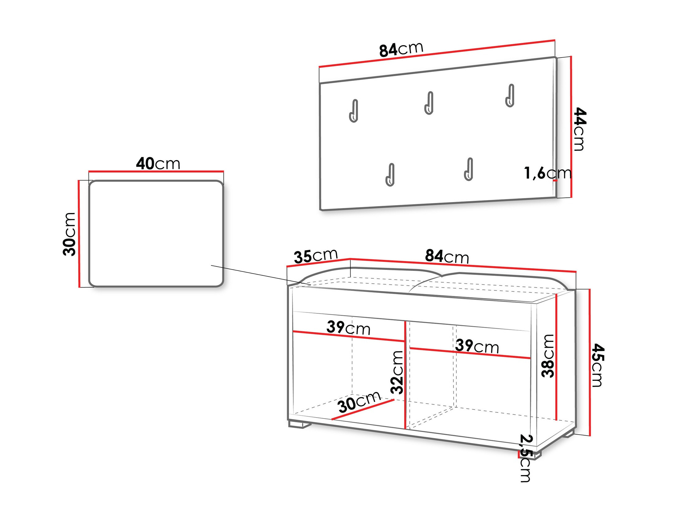 Komplet za predsobo Comfivo Fersoe 117 (Bela)