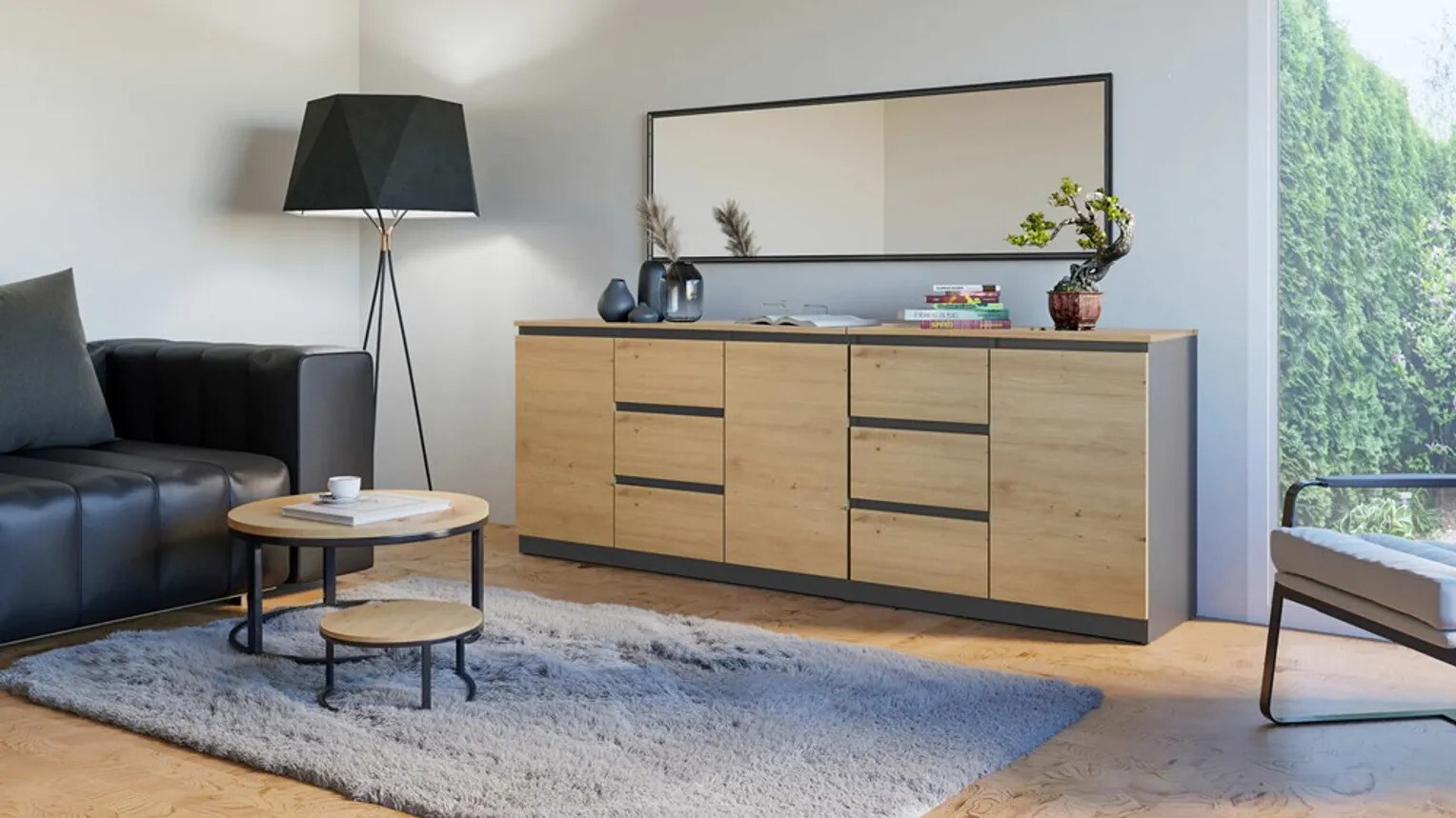 Komoda Elbvelu 109 (Antracit + Artisan hrast)