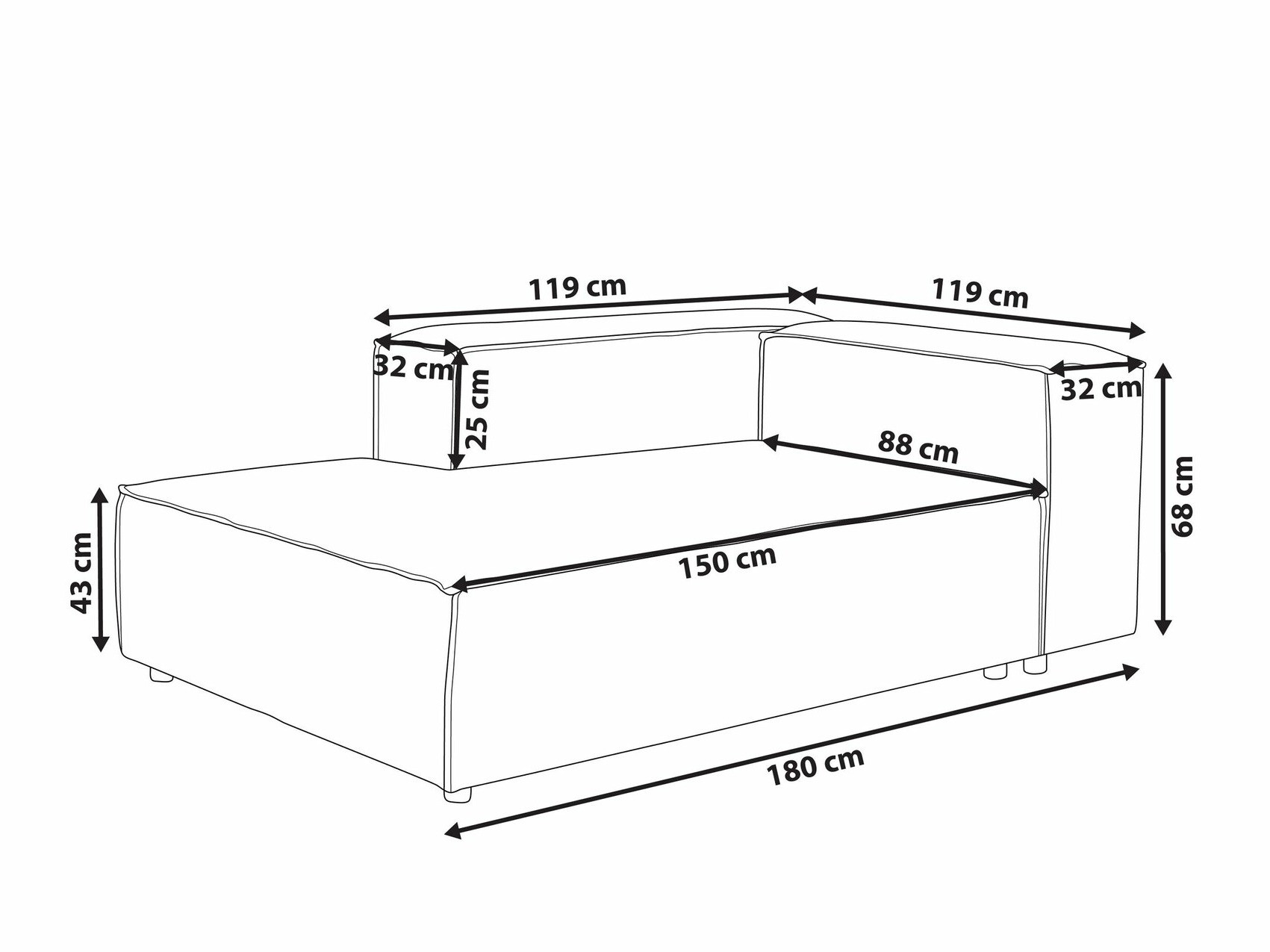 Modularni sedežni element Serophi 102 (Siva)