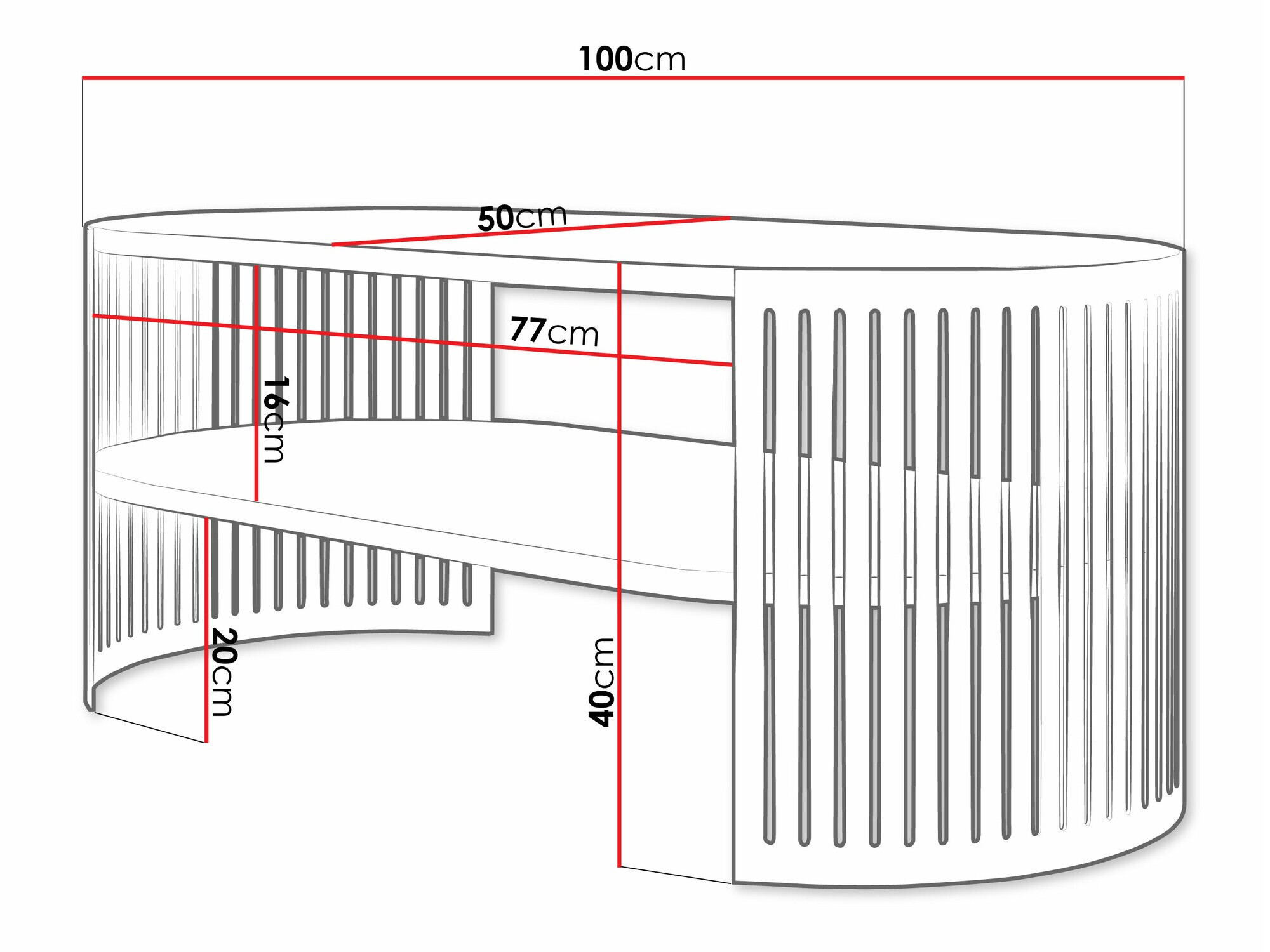 Klubska mizica Evanola 103 (Črna + Bela)