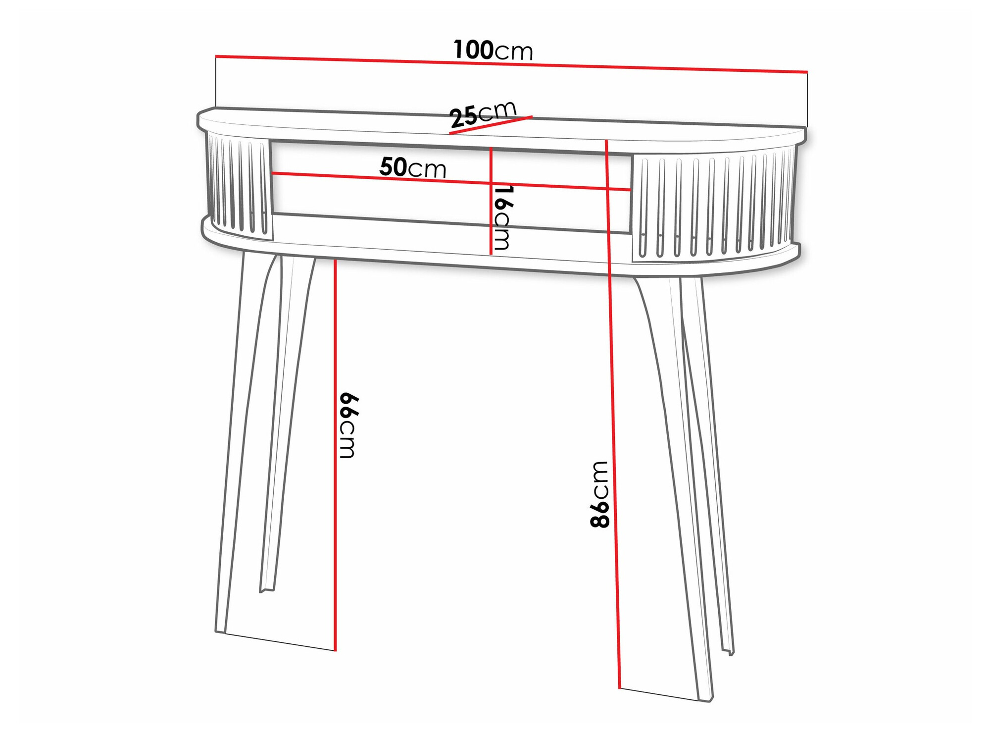 Konzolna miza Vitum (Črna + Bela)