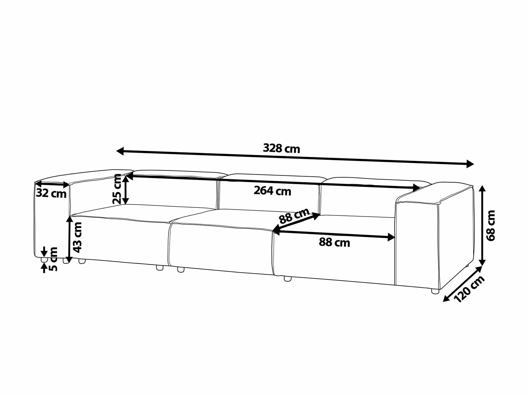 Modularni kavč Serophi 104 (Zelena)