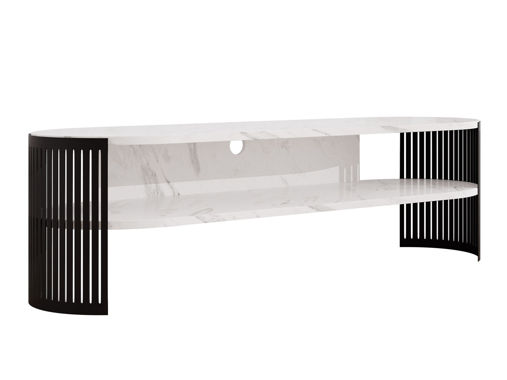 TV-omarica Evanola 109 (Črna + Beli marmor)