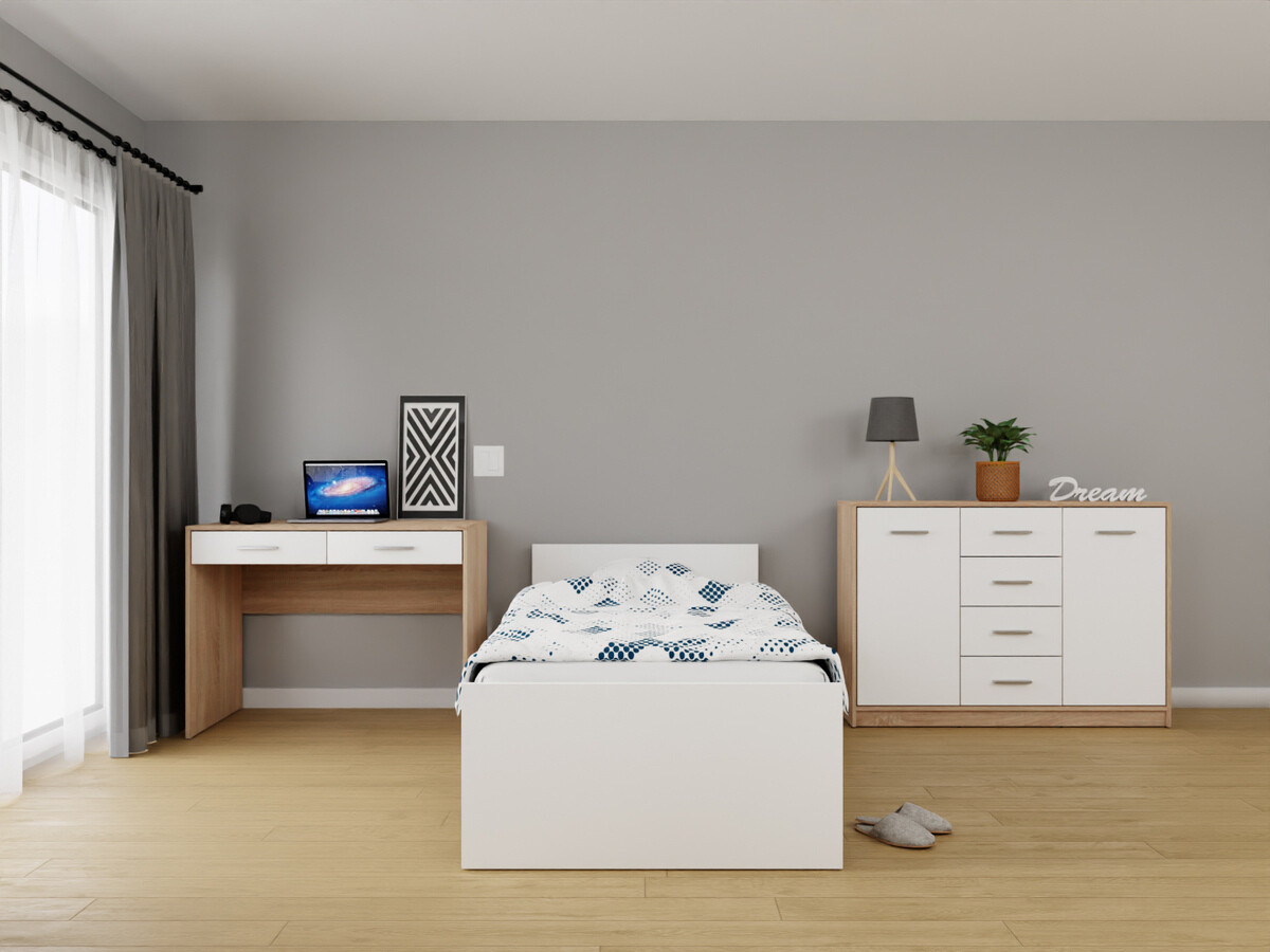 Komplet spalnic Novsore 149 (Sonoma hrast + Bela)