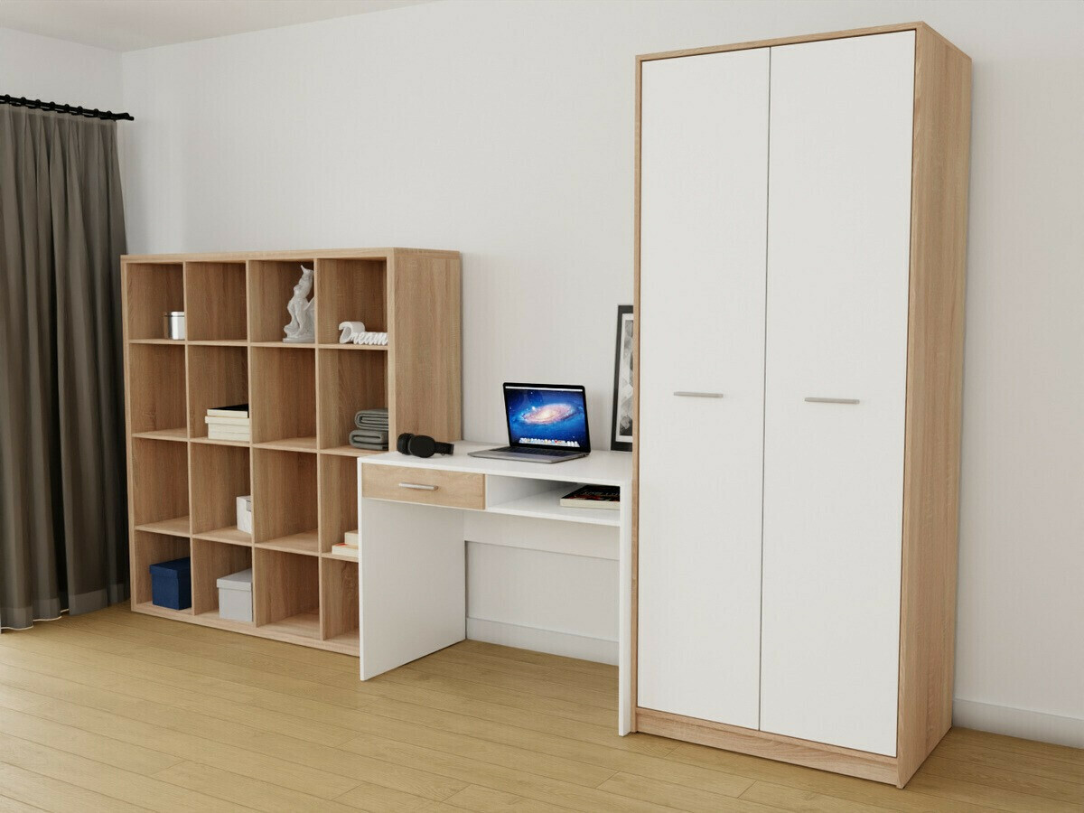 Komplet za domačo pisarno Novsore 153 (Sonoma hrast + Bela)