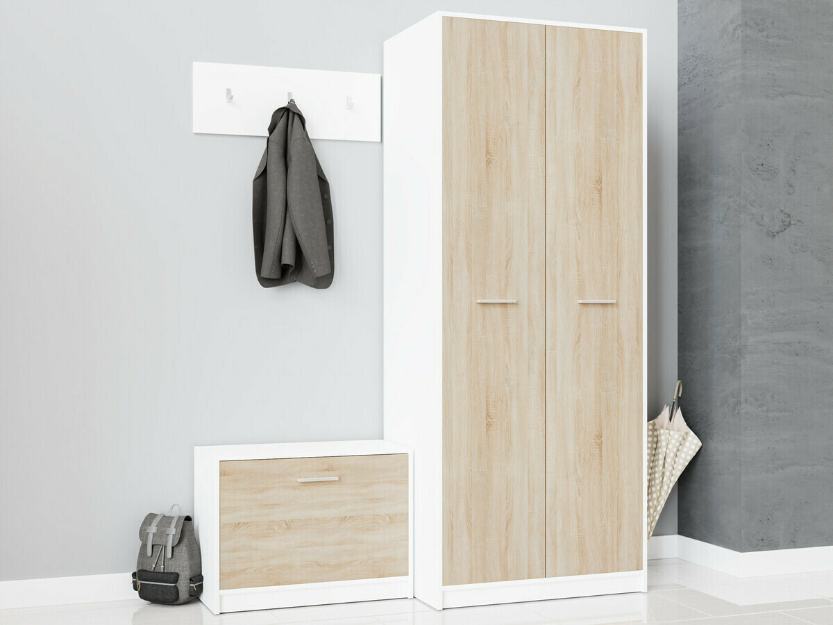 Komplet za predsobo Novsore 152 (Bela + Sonoma hrast)