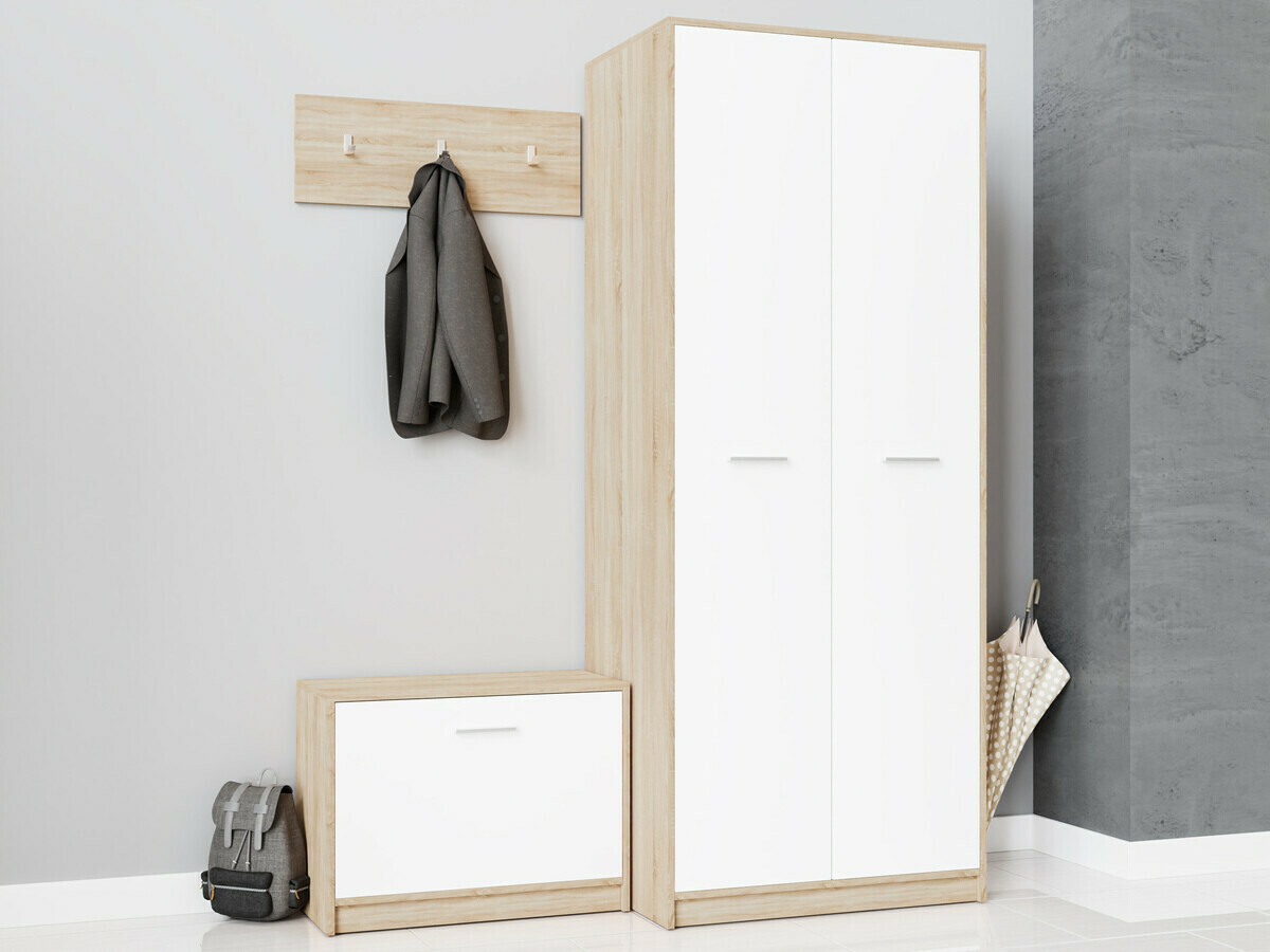 Komplet za predsobo Novsore 152 (Sonoma hrast + Bela)