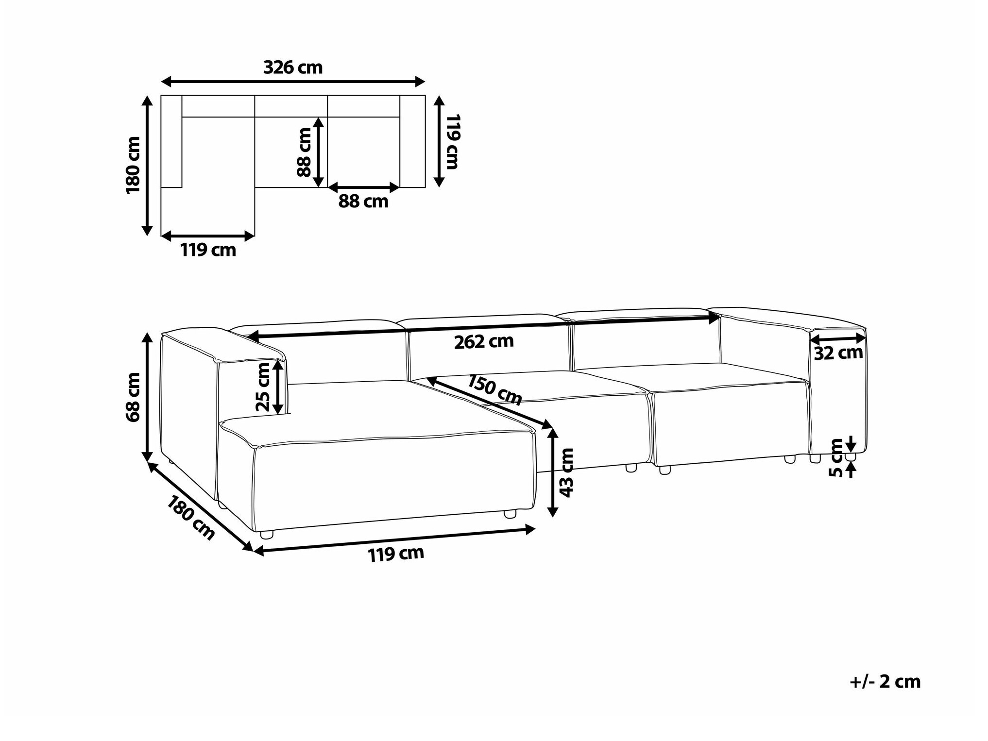 Modularna kotna sedežna garnitura Serophi 106 (Zelena)