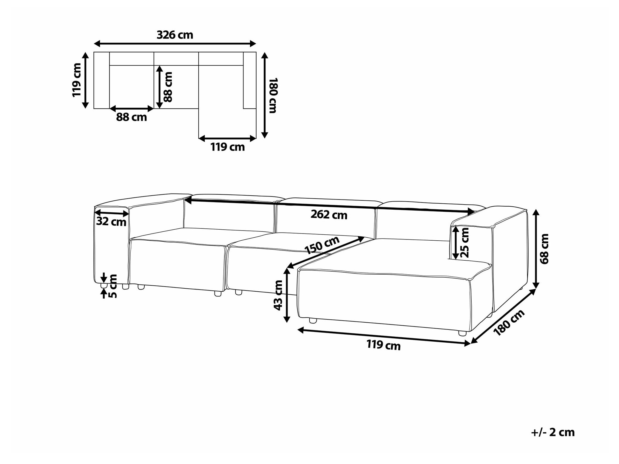 Modularna kotna sedežna garnitura Serophi 106 (Zelena)