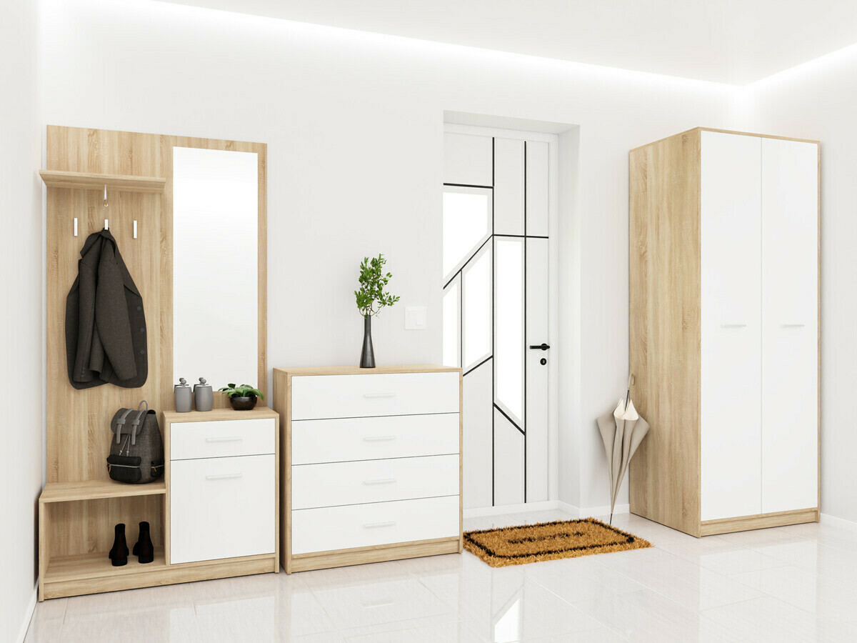 Komplet za predsobo Novsore 154 (Sonoma hrast + Bela)