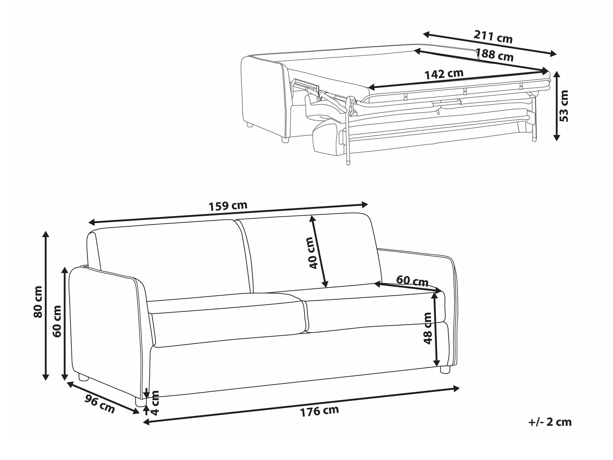Raztegljiv kavč Berwyn 2403 (Siva)