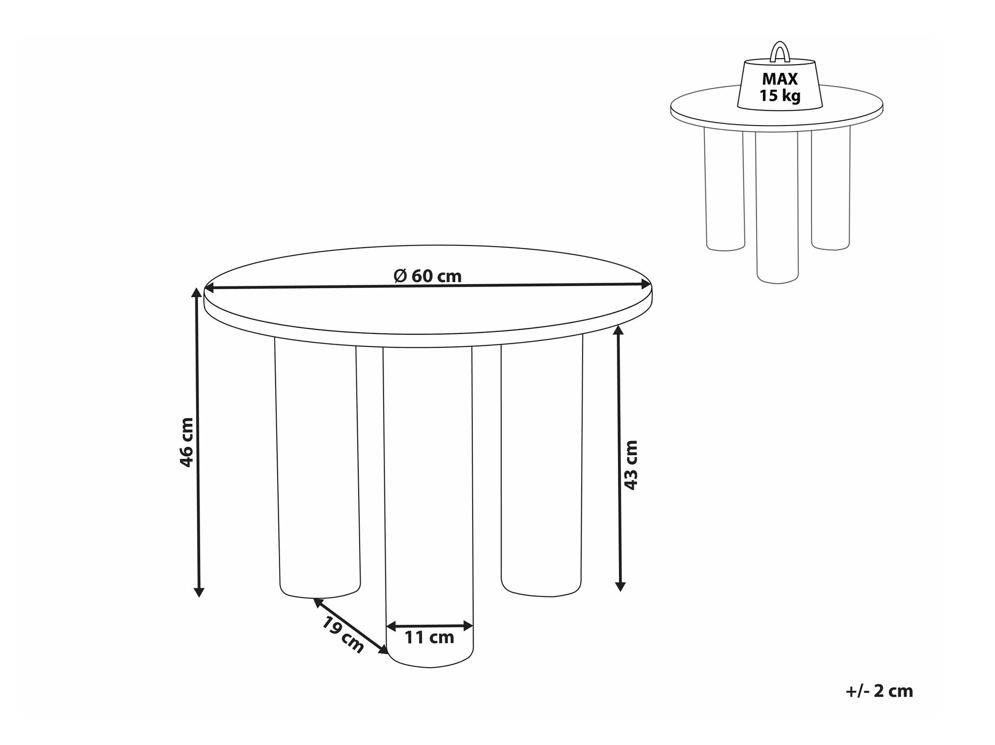 Klubska mizica Berwyn 2413 (Bela)