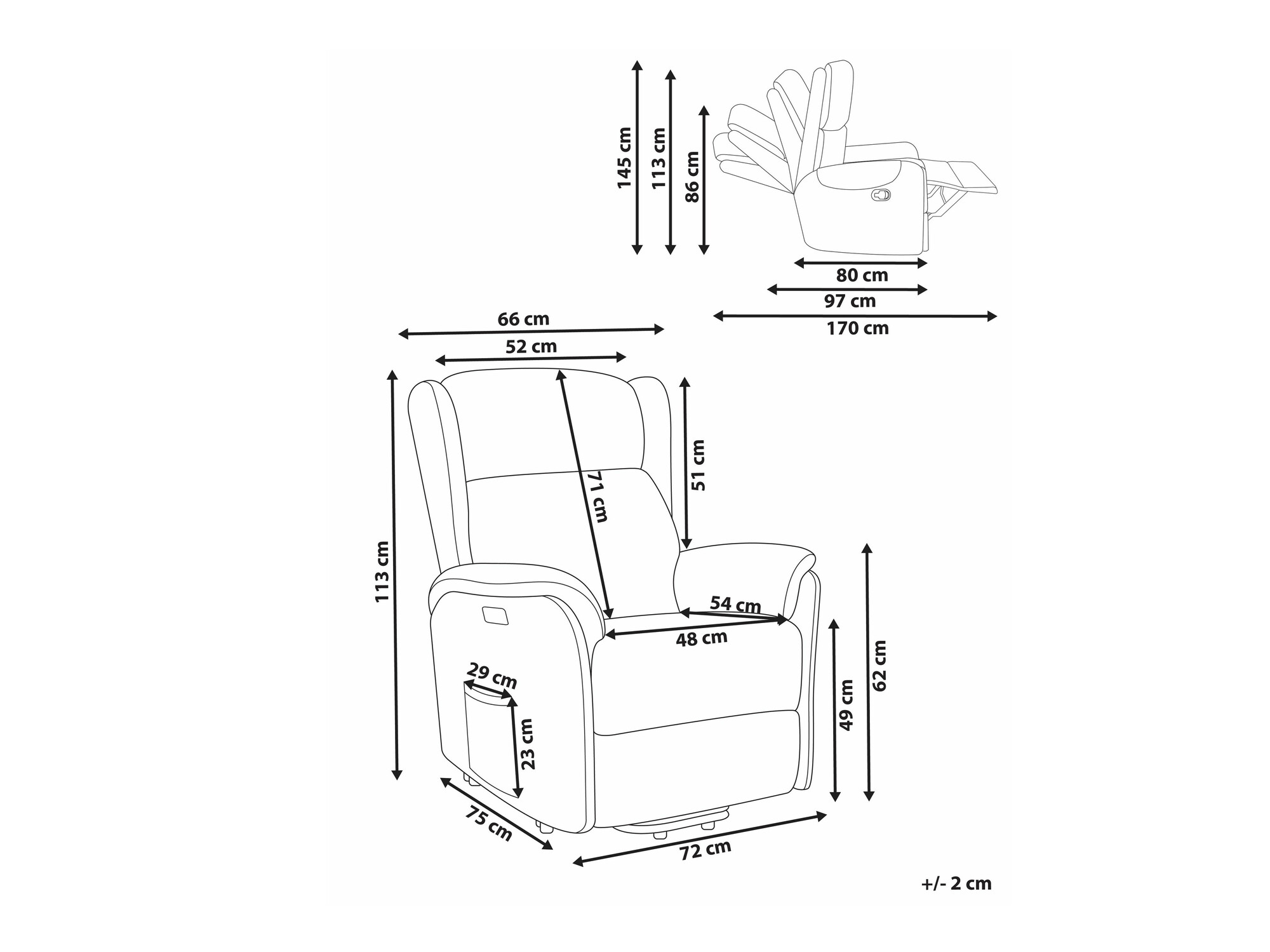 Fotelj s počivalnikom Berwyn 2420 (Siva)