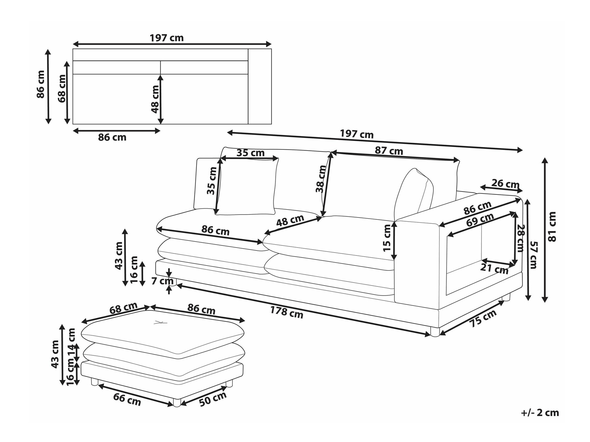 Komplet oblazinjenega pohištva Berwyn 2432 (Bež)
