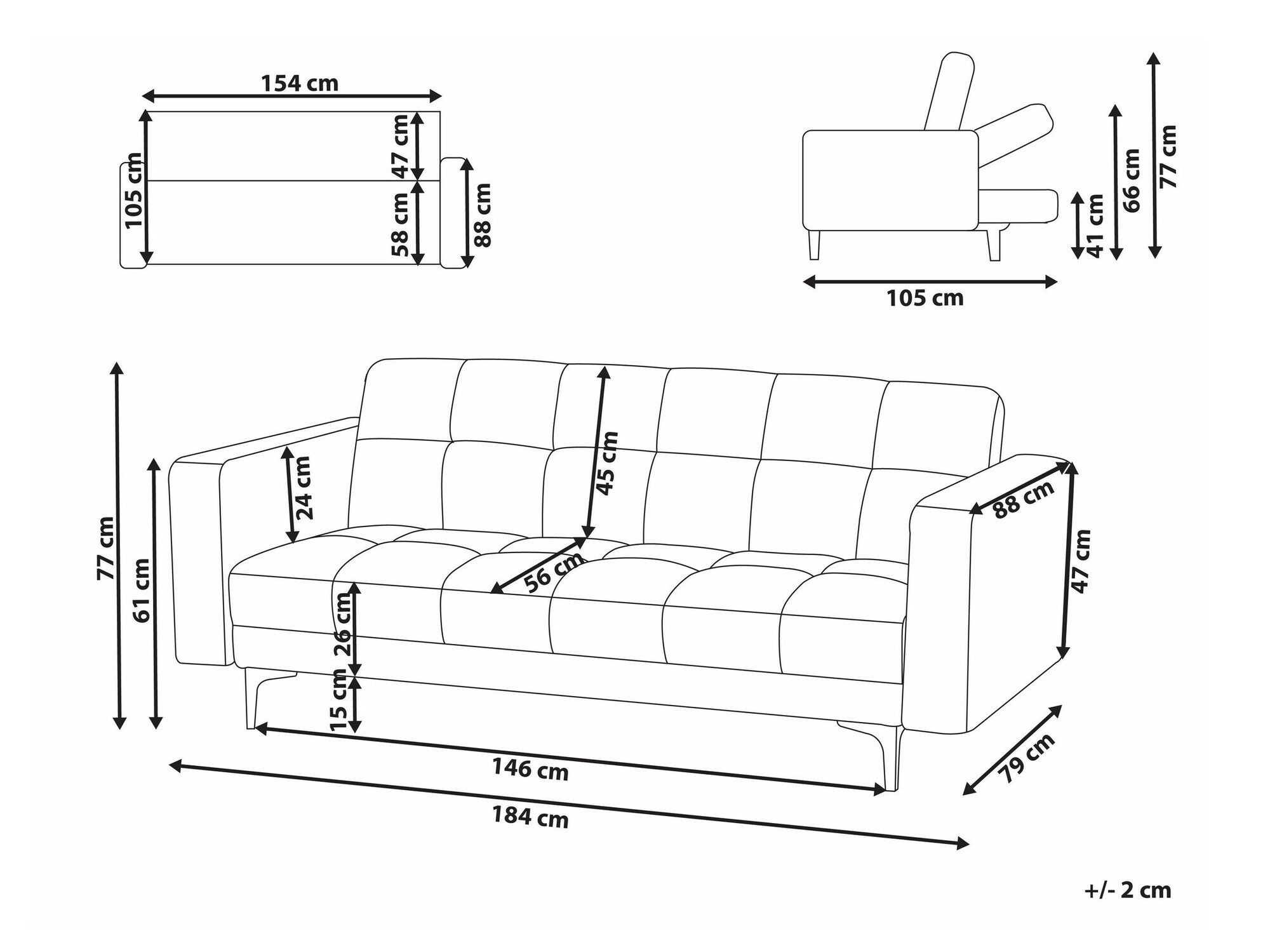 Raztegljiv kavč Mormiru 103 (Rdeča)