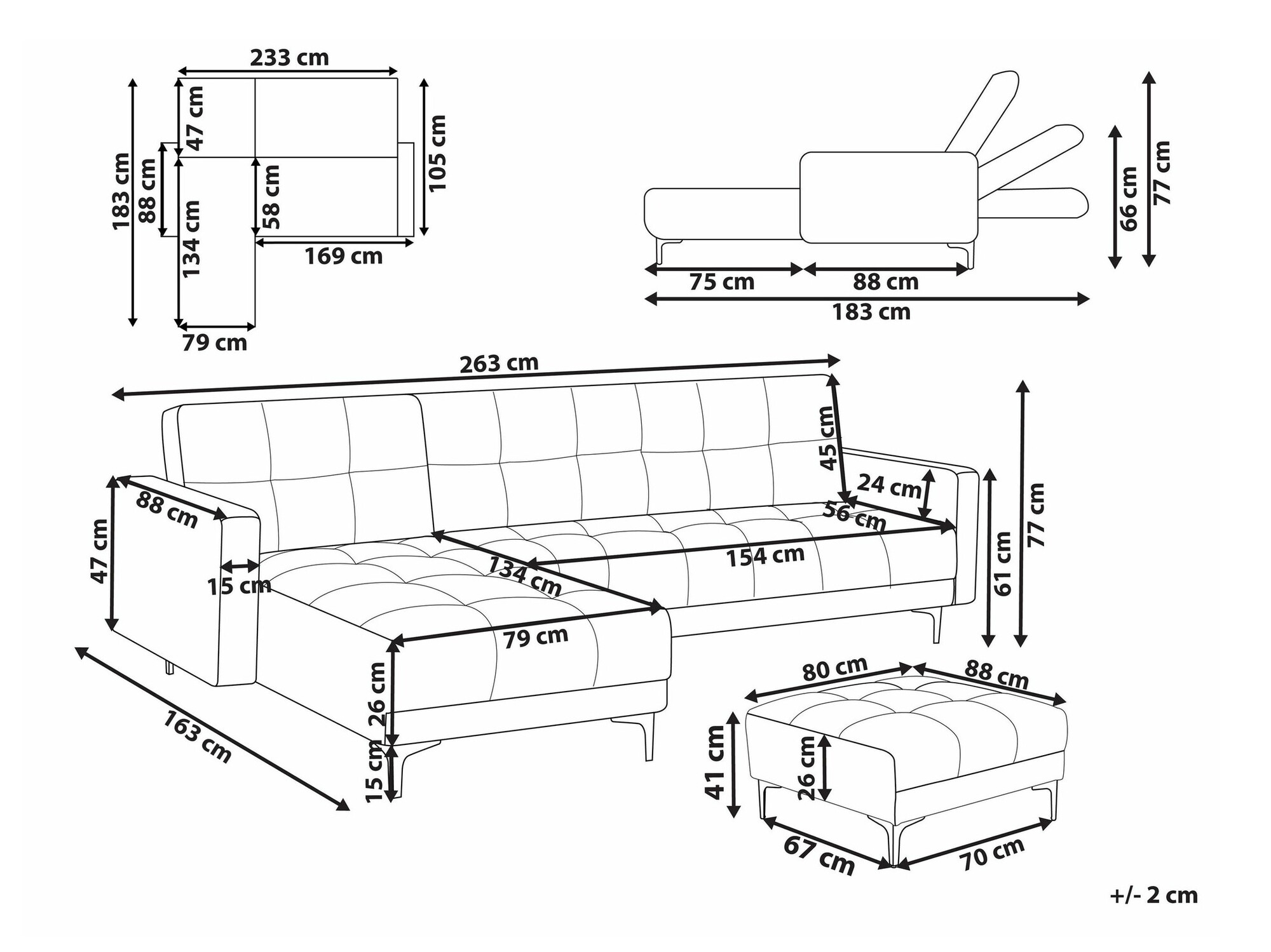 Komplet oblazinjenega pohištva Mormiru 105 (Rdeča)