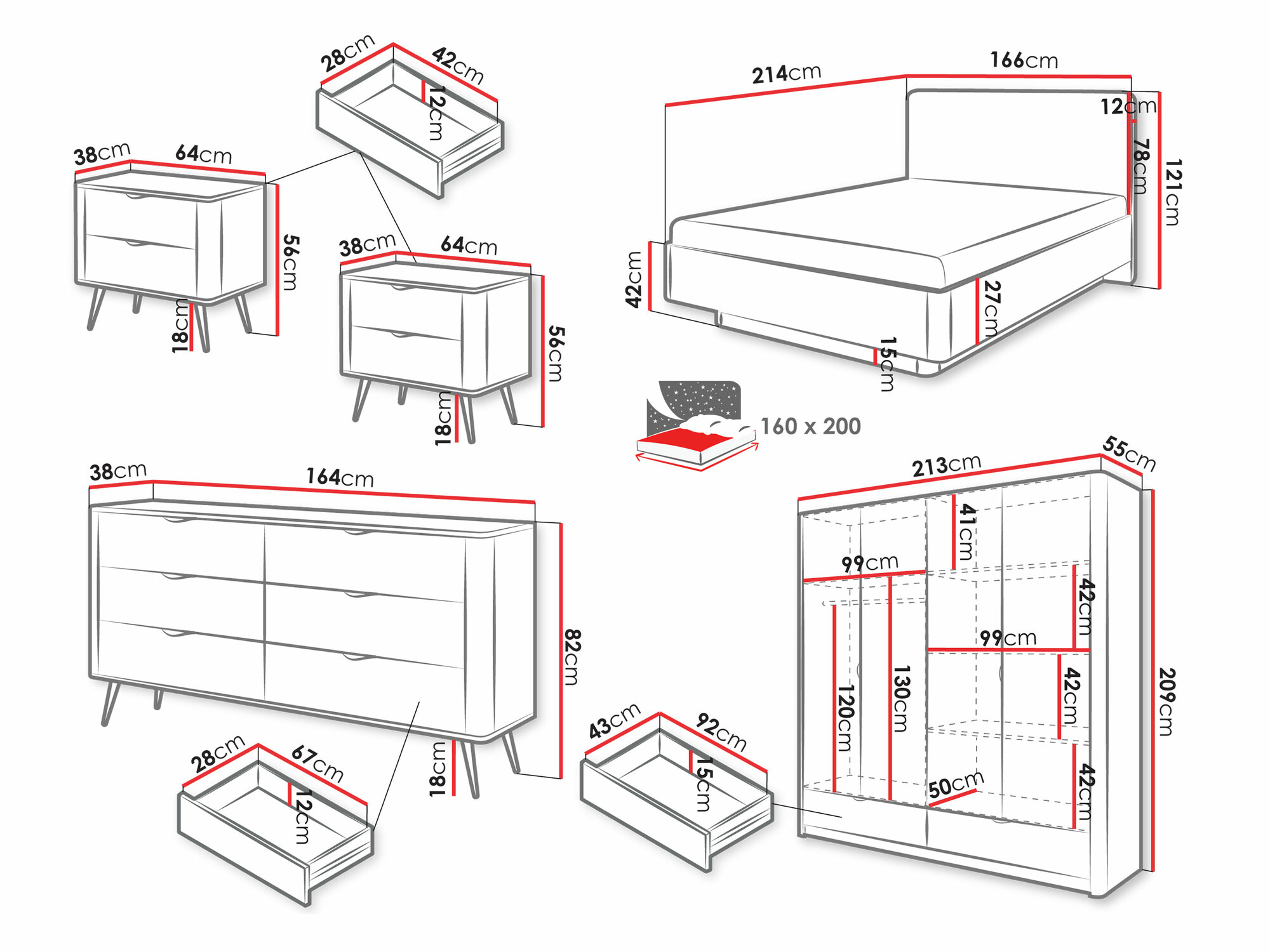 Komplet spalnic Lectum