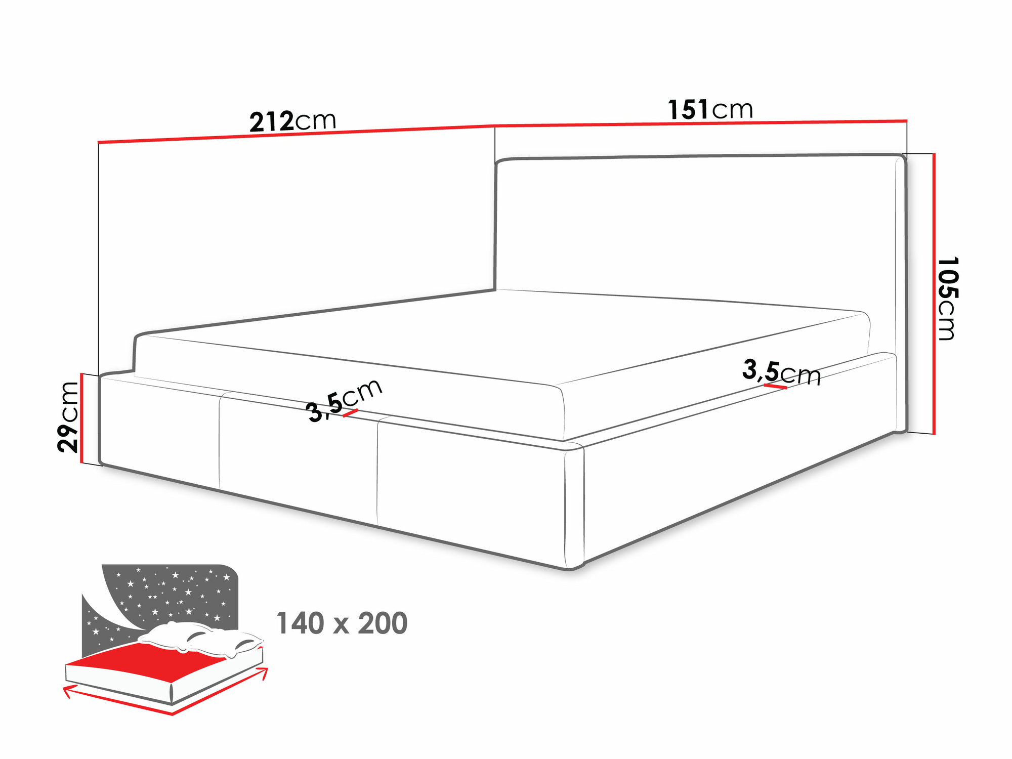 Postelja ComfiDream 125 (Lars 90)