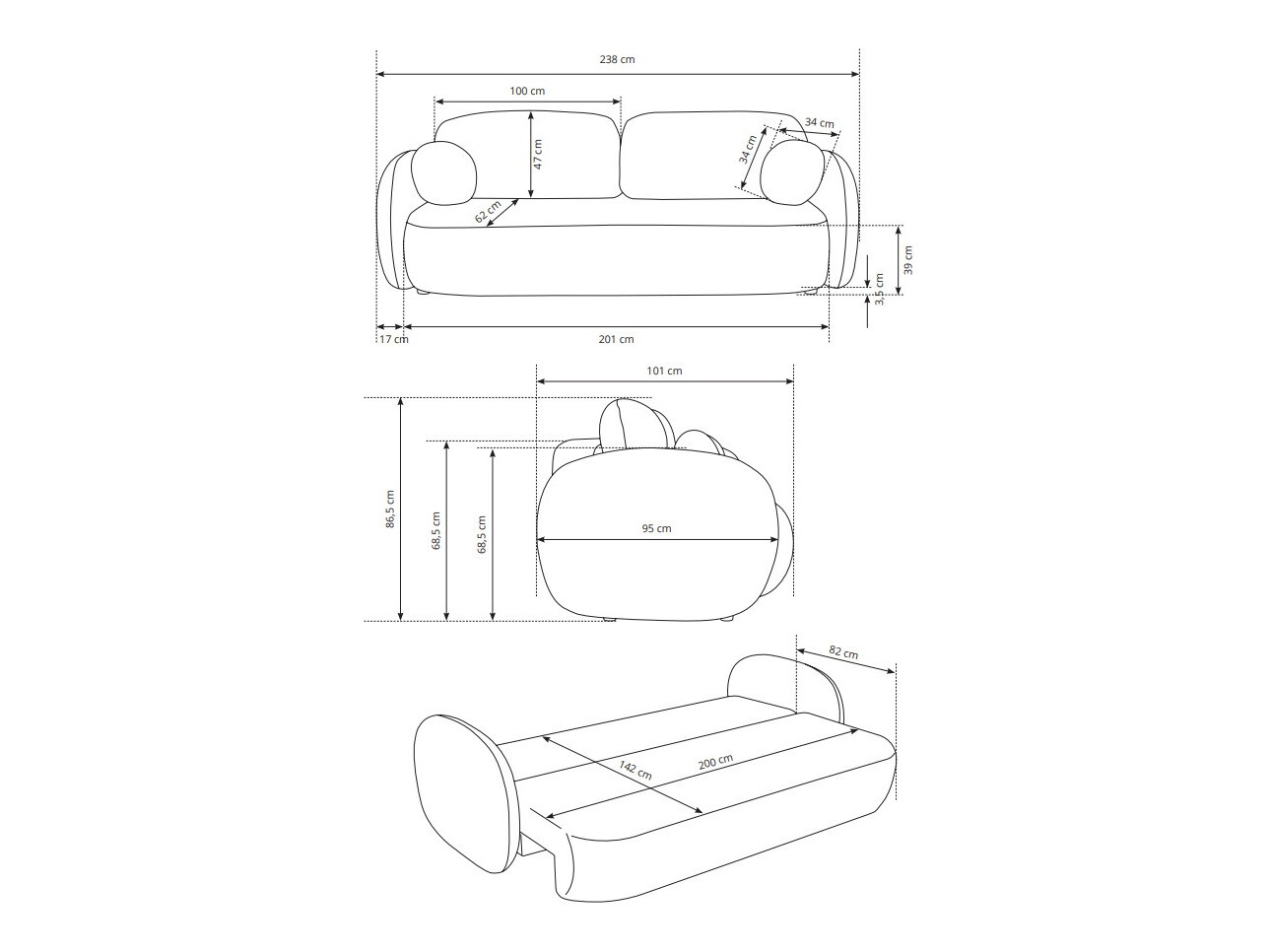 Raztegljiv kavč Kingston 139 (Sicuro 80)