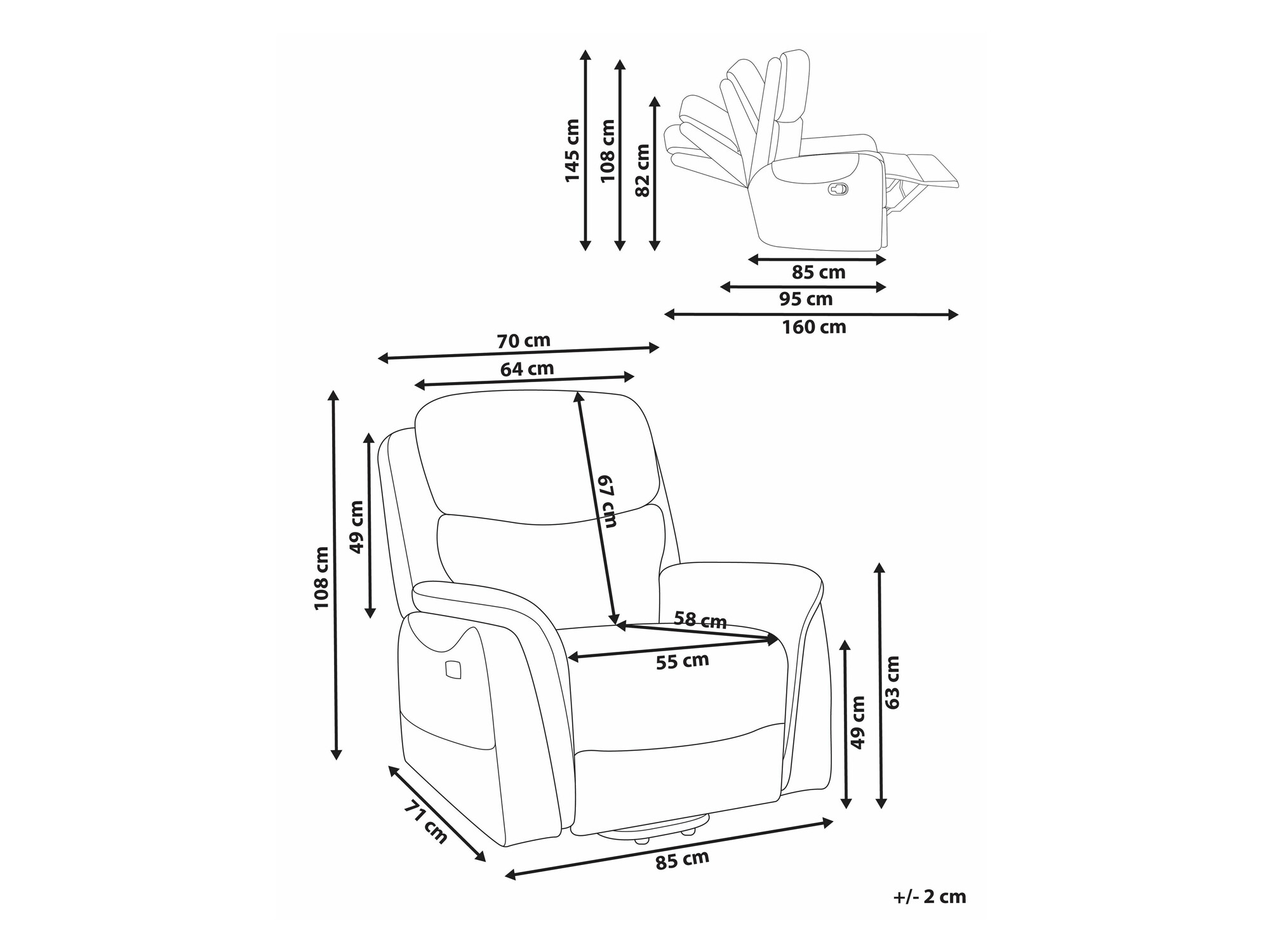 Fotelj s počivalnikom Berwyn 2444 (Krema)
