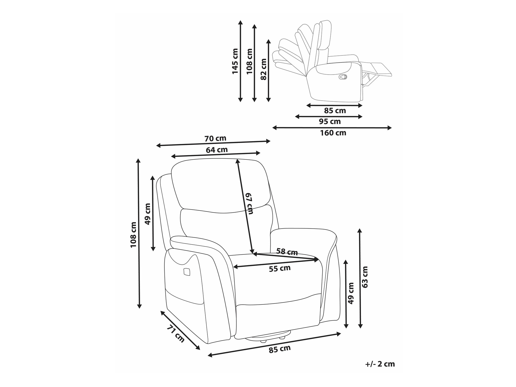 Fotelj s počivalnikom Berwyn 2444 (Rjava)