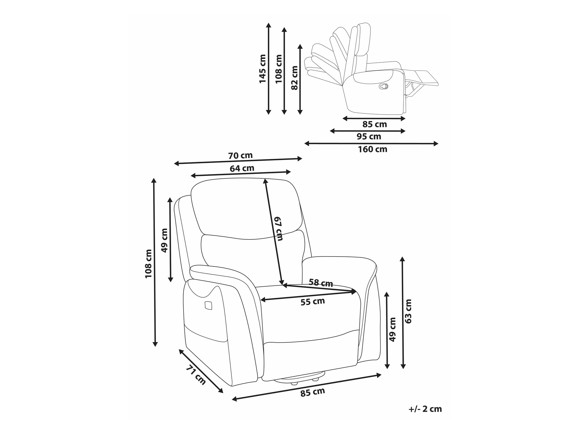 Fotelj s počivalnikom Berwyn 2444 (Taupe)
