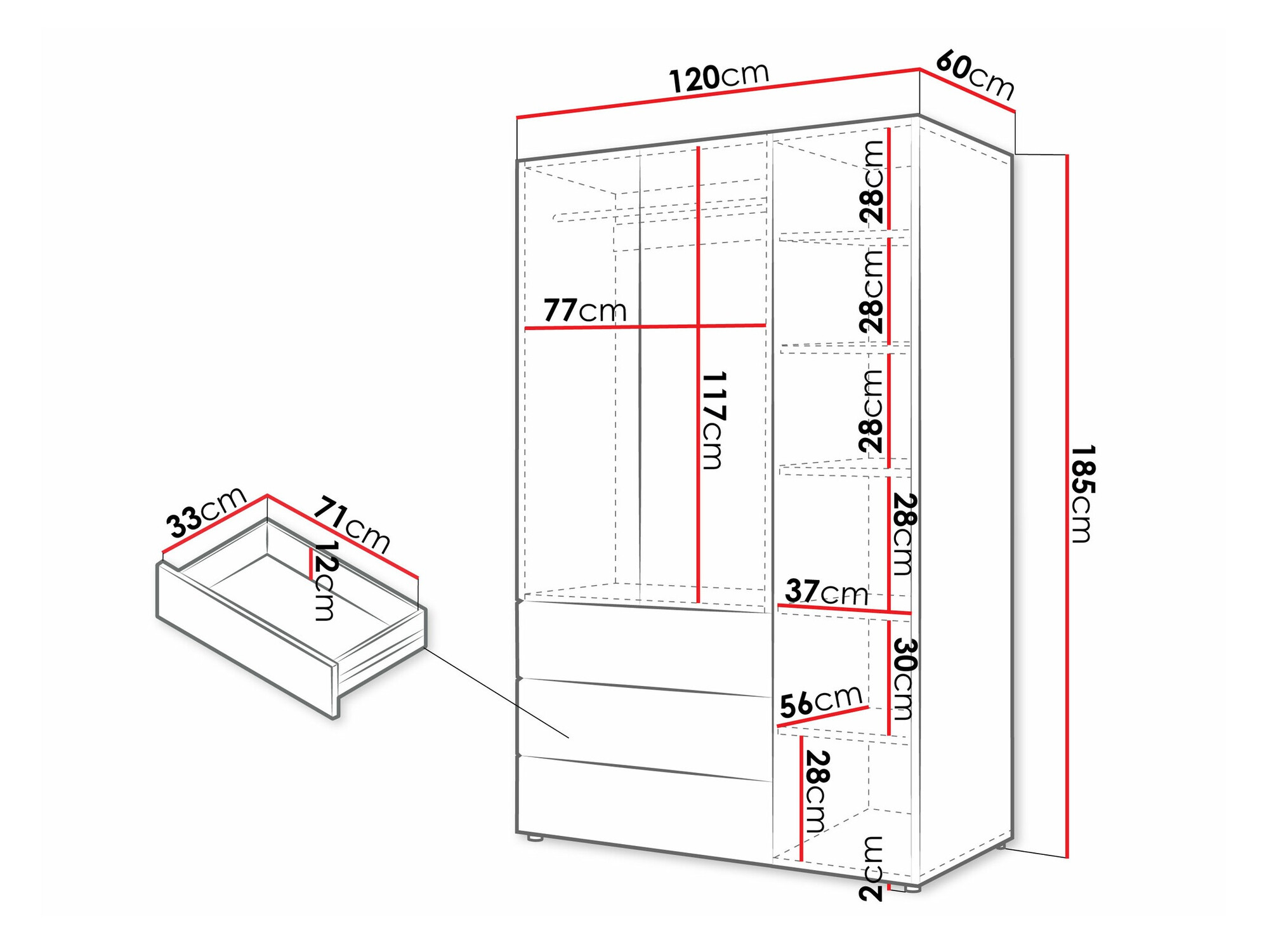Garderobna omara Domcali 100 (Coral + Hrast)