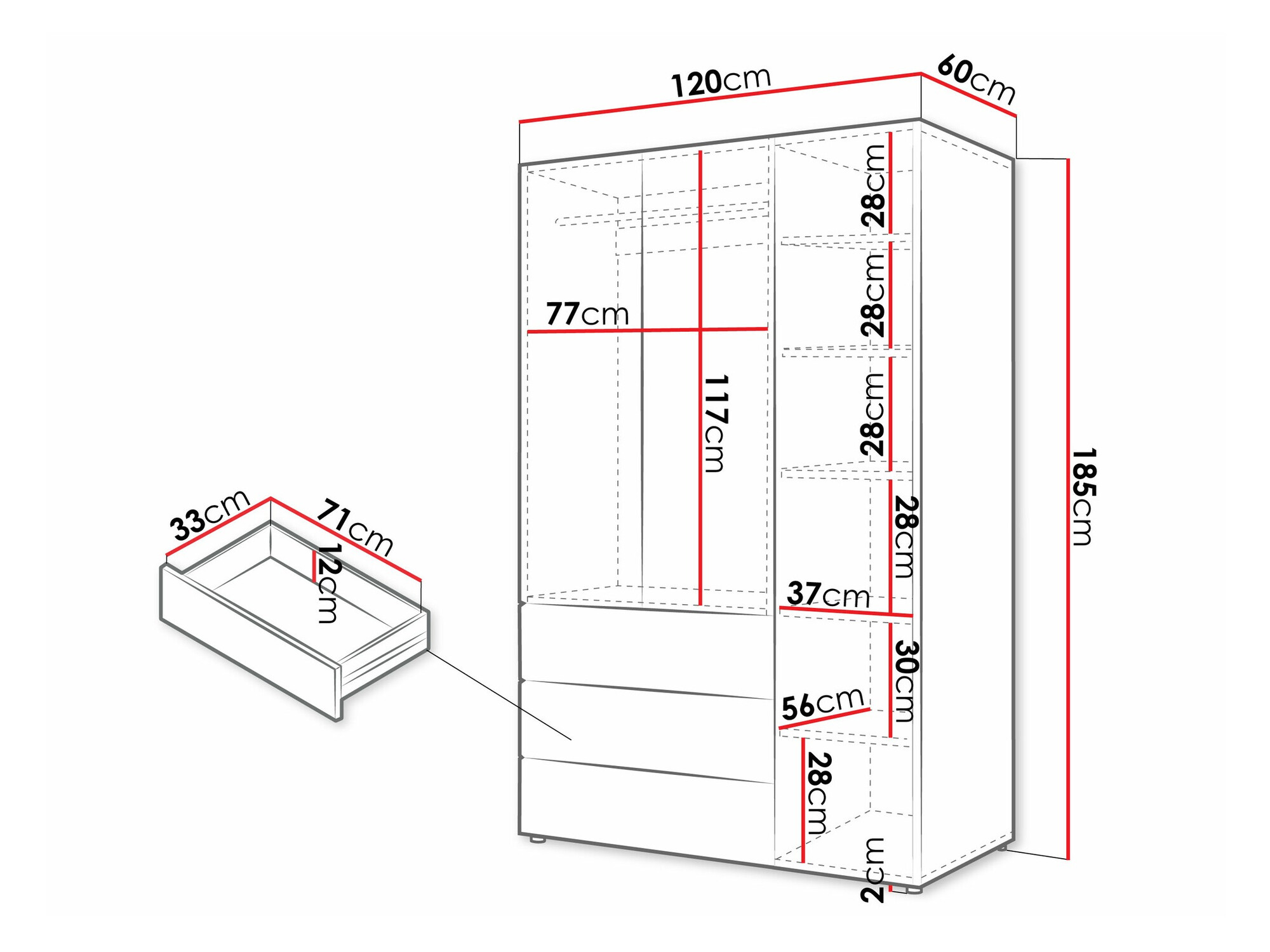 Garderobna omara Domcali 100 (Siva + Hrast)
