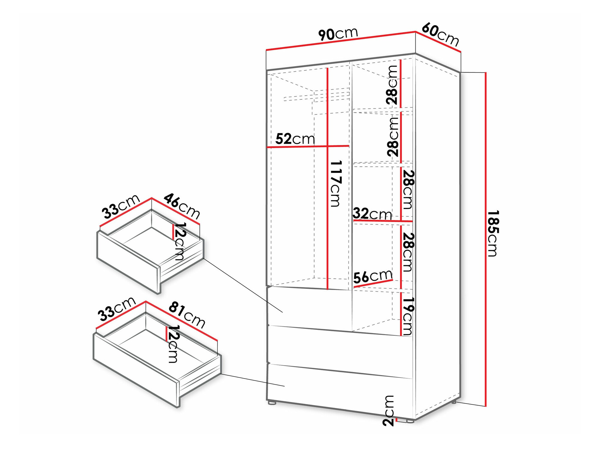 Garderobna omara Domcali 101 (Siva + Hrast)