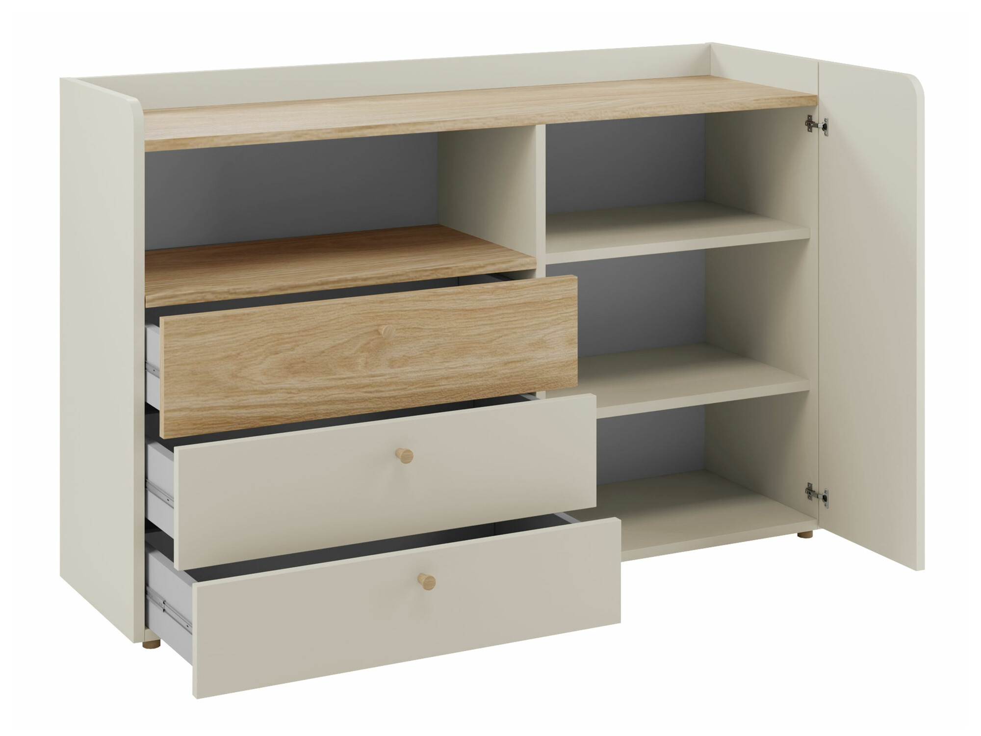 Komoda Domcali 107 (Siva + Hrast)