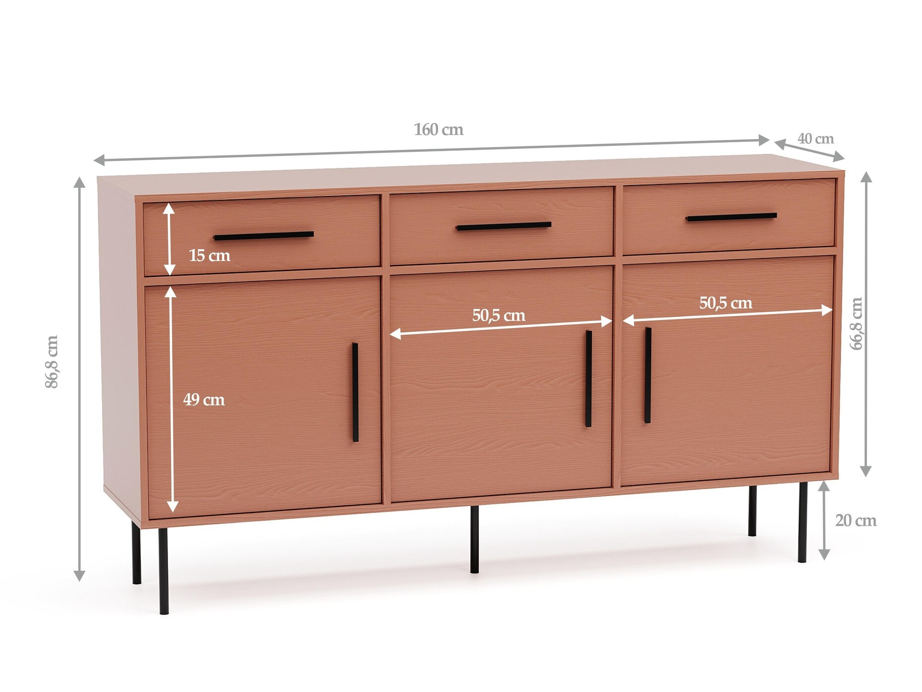 Komoda Mansfield 104 (Svetlo rjava)