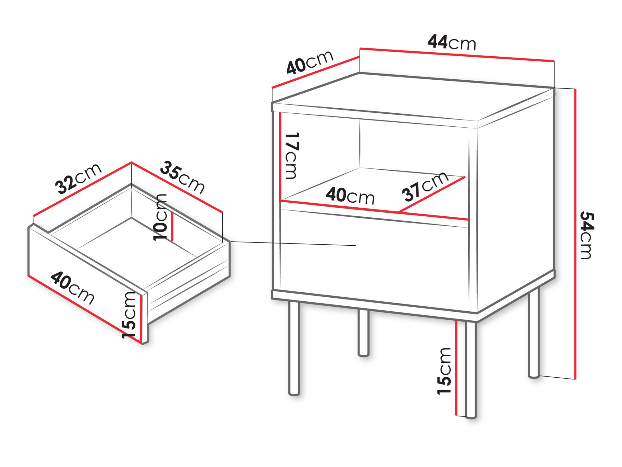 Komplet nočnih omaric Tolete 106 (Zelena)