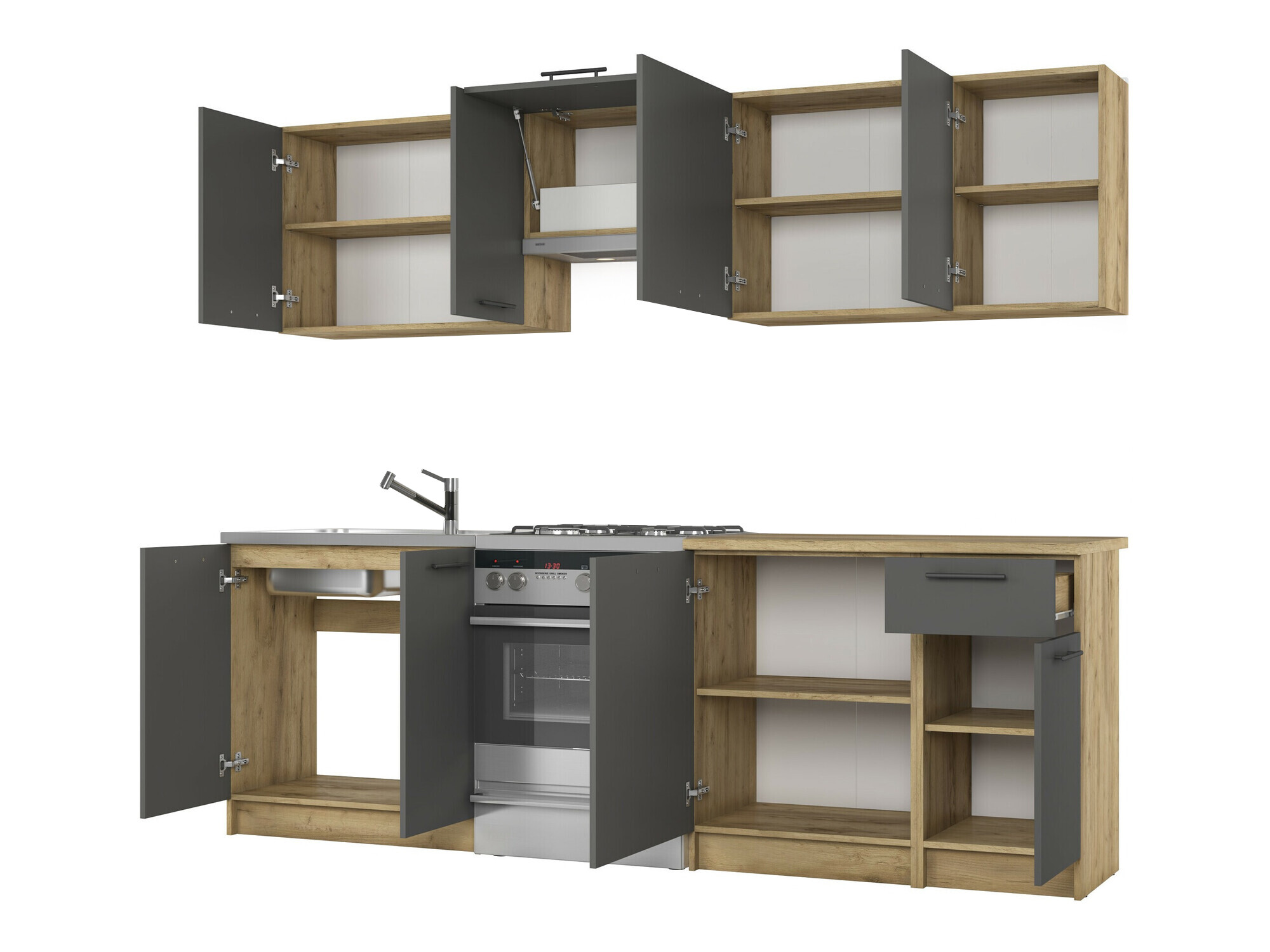 Kuhinjski blok Houston 856 (Antracit + Craft hrast)