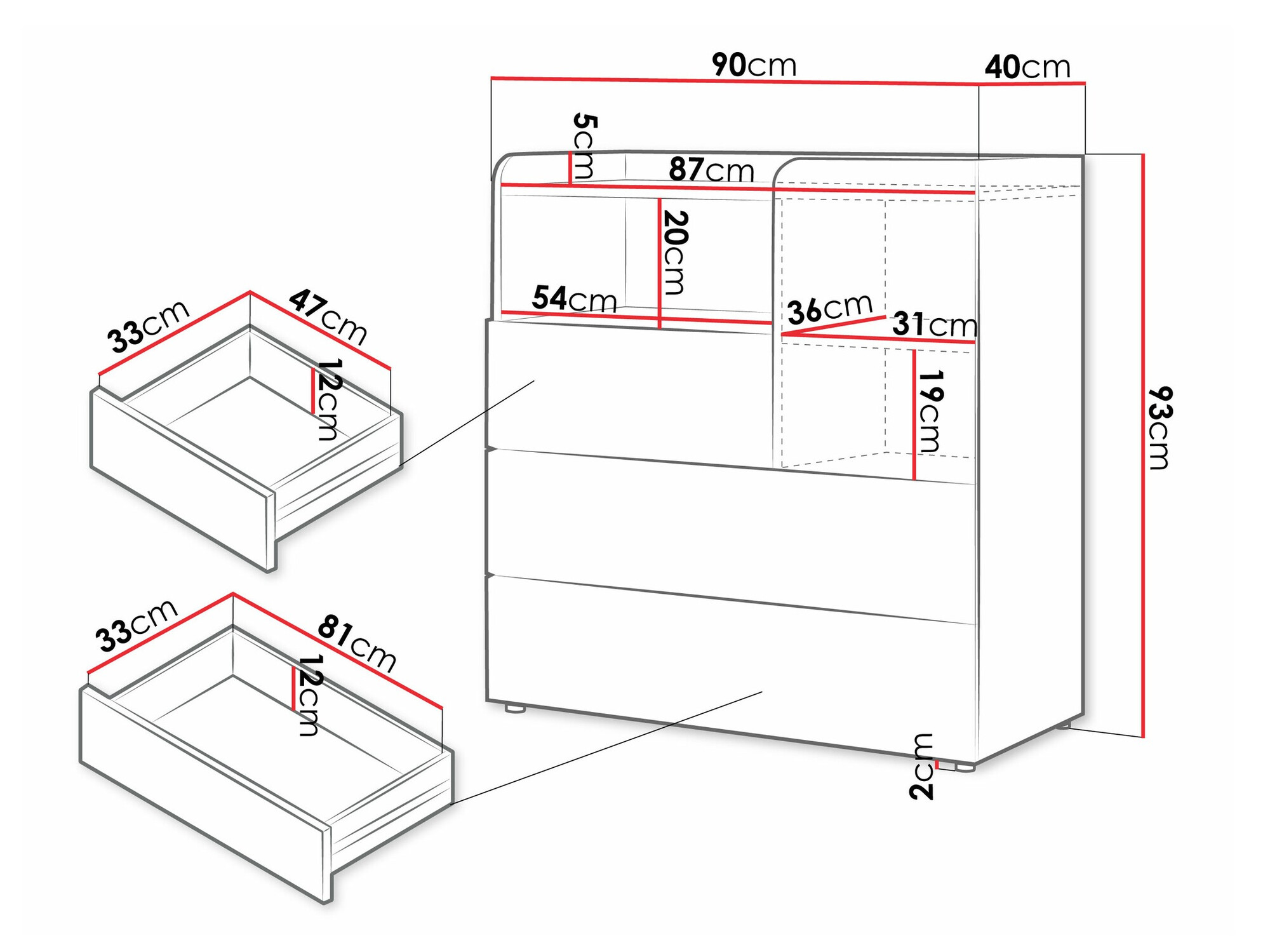 Komoda Domcali 109 (Siva + Hrast)
