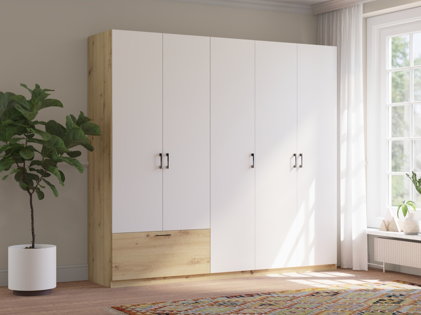 Garderobna omara Bristol 249 (Artisan hrast + Bela)