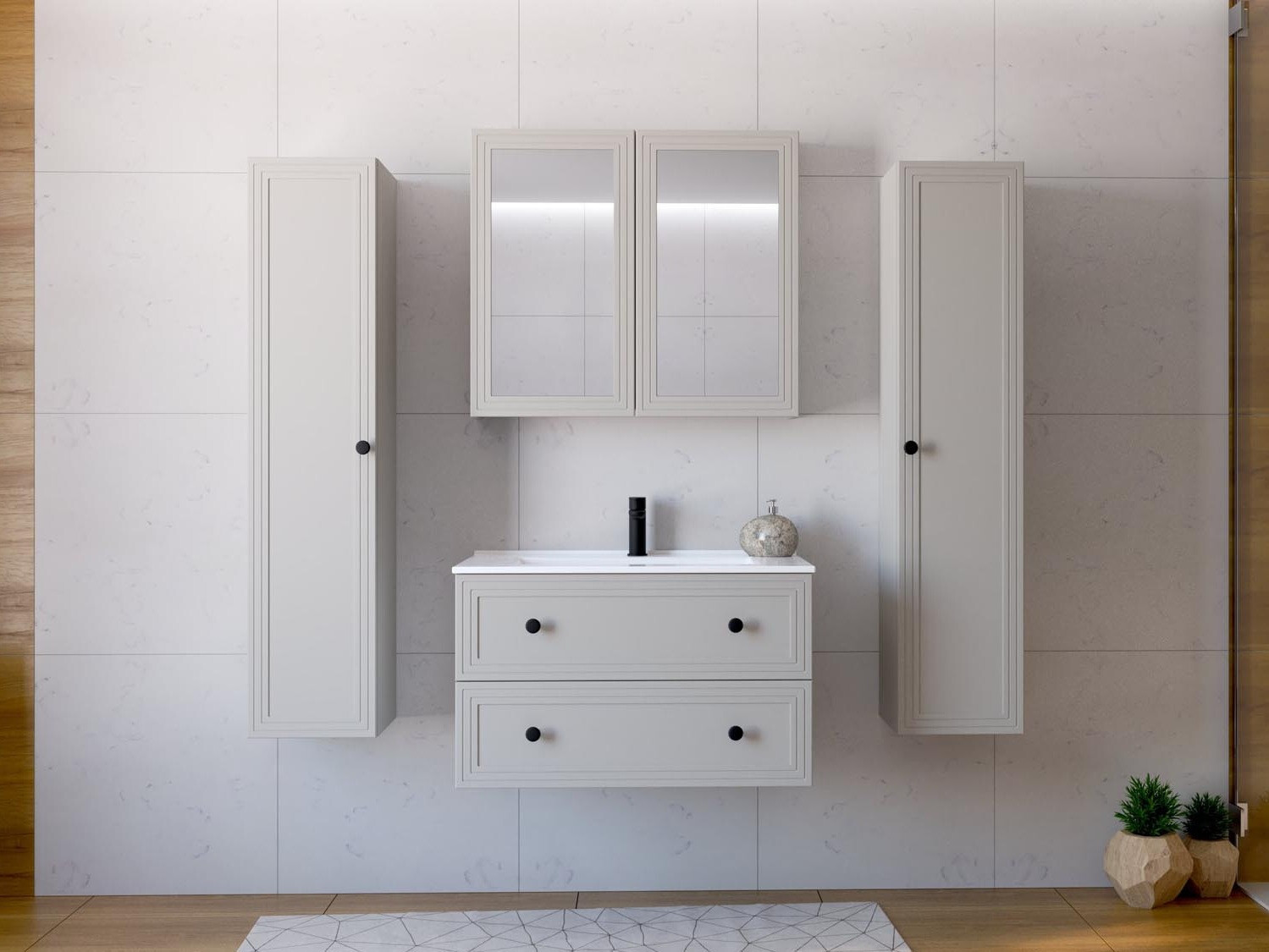 Viseča kopalniška omarica za umivalnik Fiovele 104 (Kašmir)