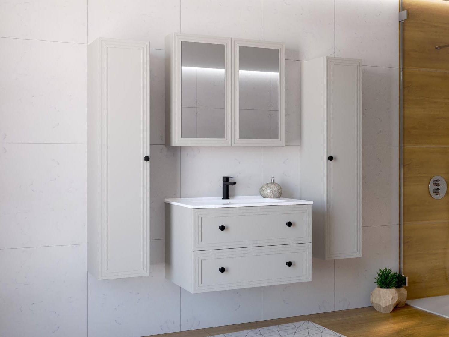 Viseča kopalniška omarica za umivalnik Fiovele 104 (Kašmir)