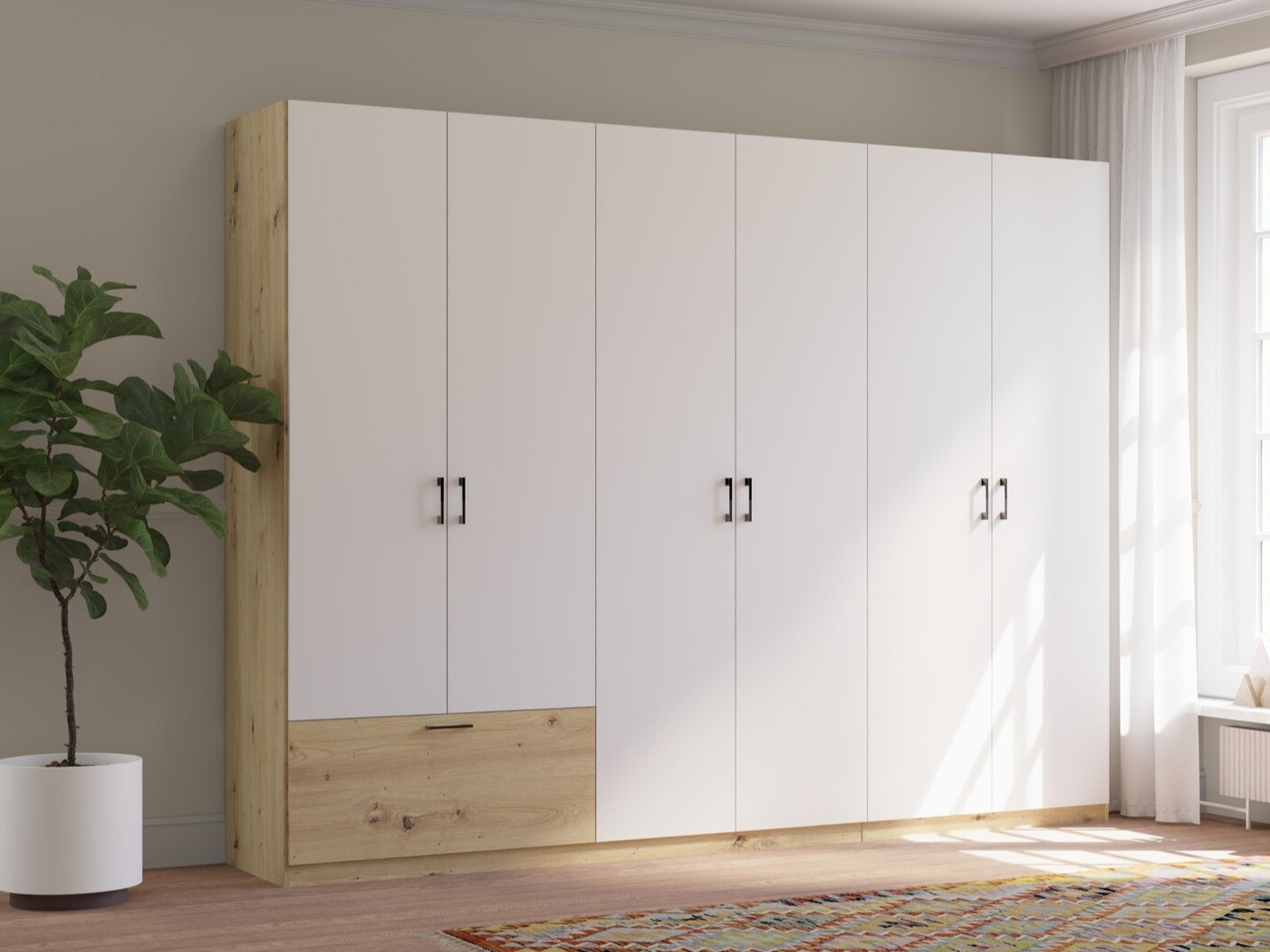 Garderobna omara Bristol 250 (Artisan hrast + Bela)