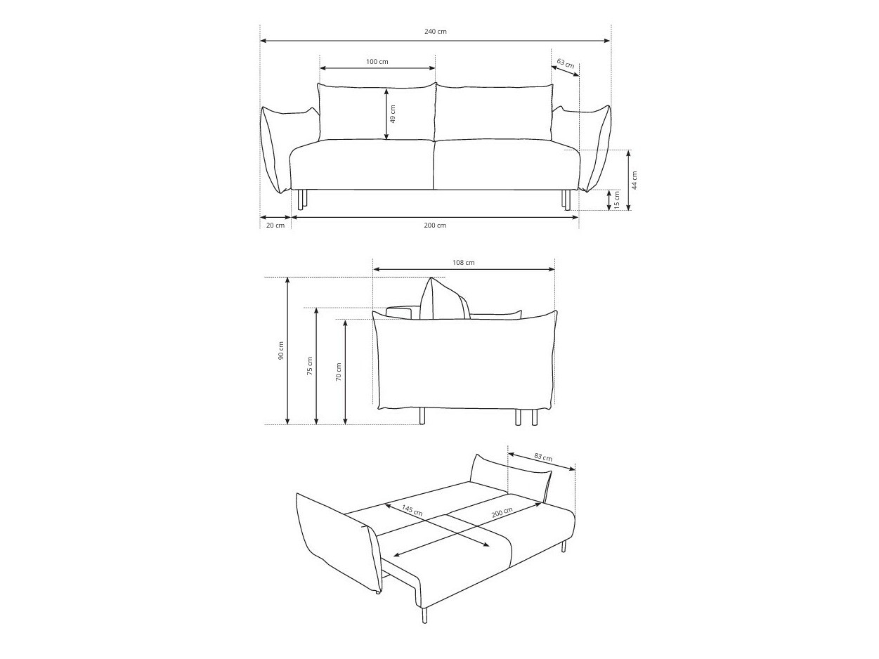 Raztegljiv kavč Kingston 131 (Horizon 03)