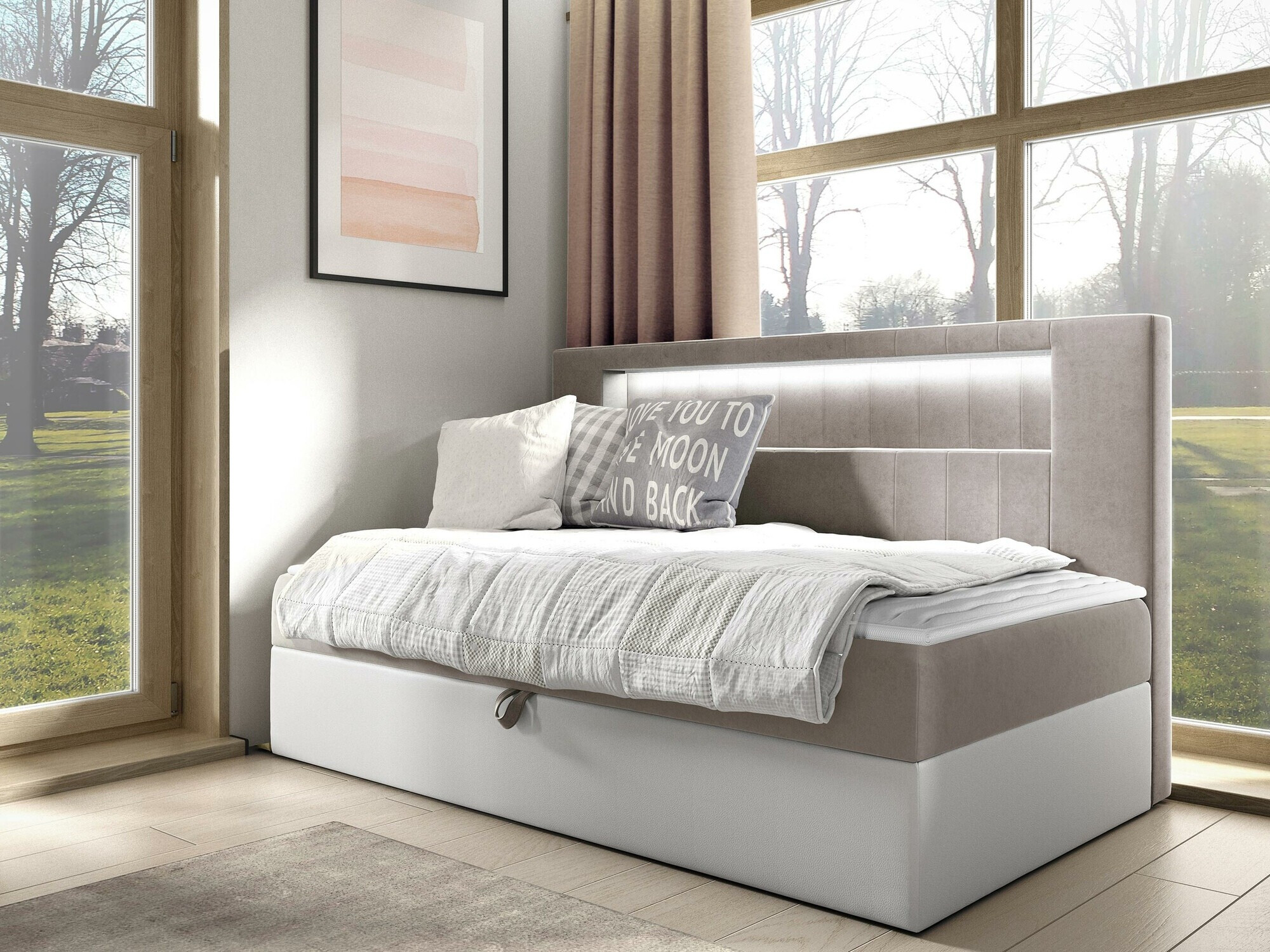 Boxspring postelja Lucus IV (Soft 017 + Fresh 1)